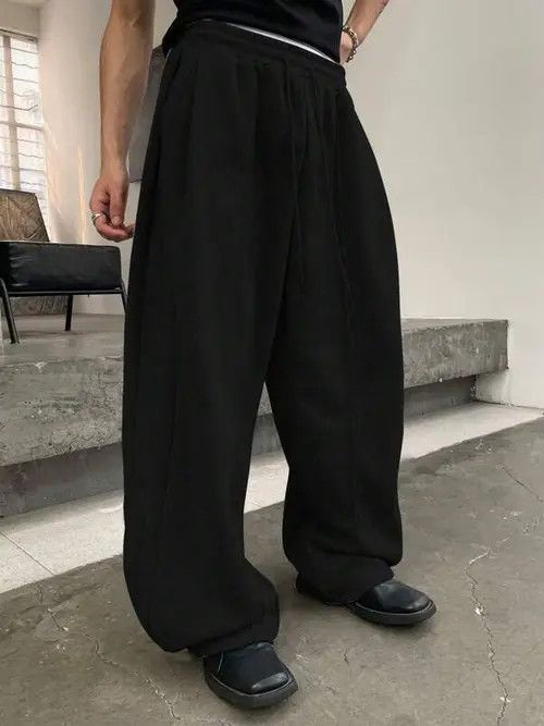 Japanese Brand Black loose fit sweatpants baggy Wide Leg Size US 32 / EU 48 - 4 Thumbnail