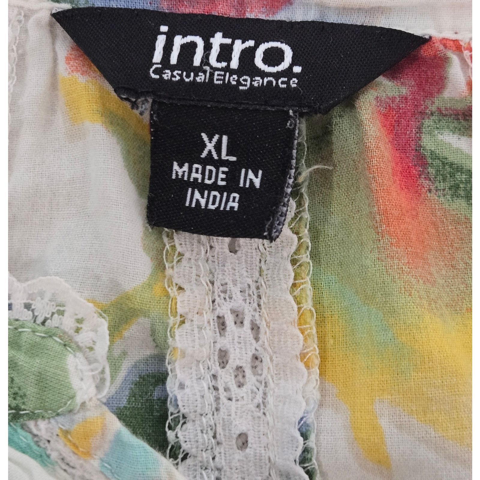 Other INTRO White Multicolor Floral Print Boho Top XL Lightweight Size XL / US 12-14 / IT 48-50 - 4 Thumbnail