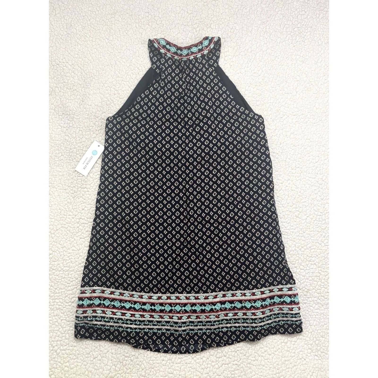 Vintage THML Dress Womens M New Faye Embroidered Geometric Sleeveless Size Halter NWT Size M / US 6-8 / IT 42-44 - 6 Thumbnail