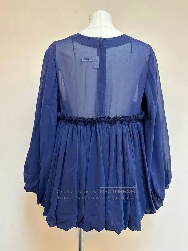 Comme des Garcons COMME des GARÇONS Blue Pleated Long Sleeve Top . Size XS / US 0-2 / IT 36-38 - 3 Thumbnail