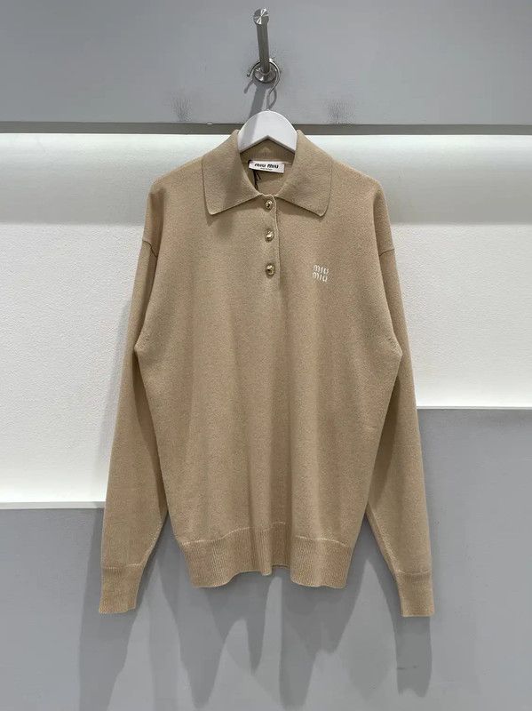 Miu Miu Miu Miu Beige Cashmere Long Sleeve Pullover 0089 Size ONE SIZE - 1 Thumbnail