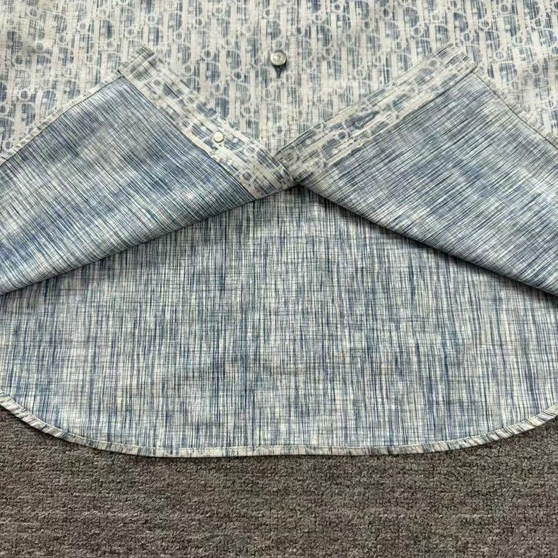 Dior Dior Blue Oblique Print Long Sleeve Shirt-2505 Size US M / EU 48-50 / 2 - 6 Thumbnail