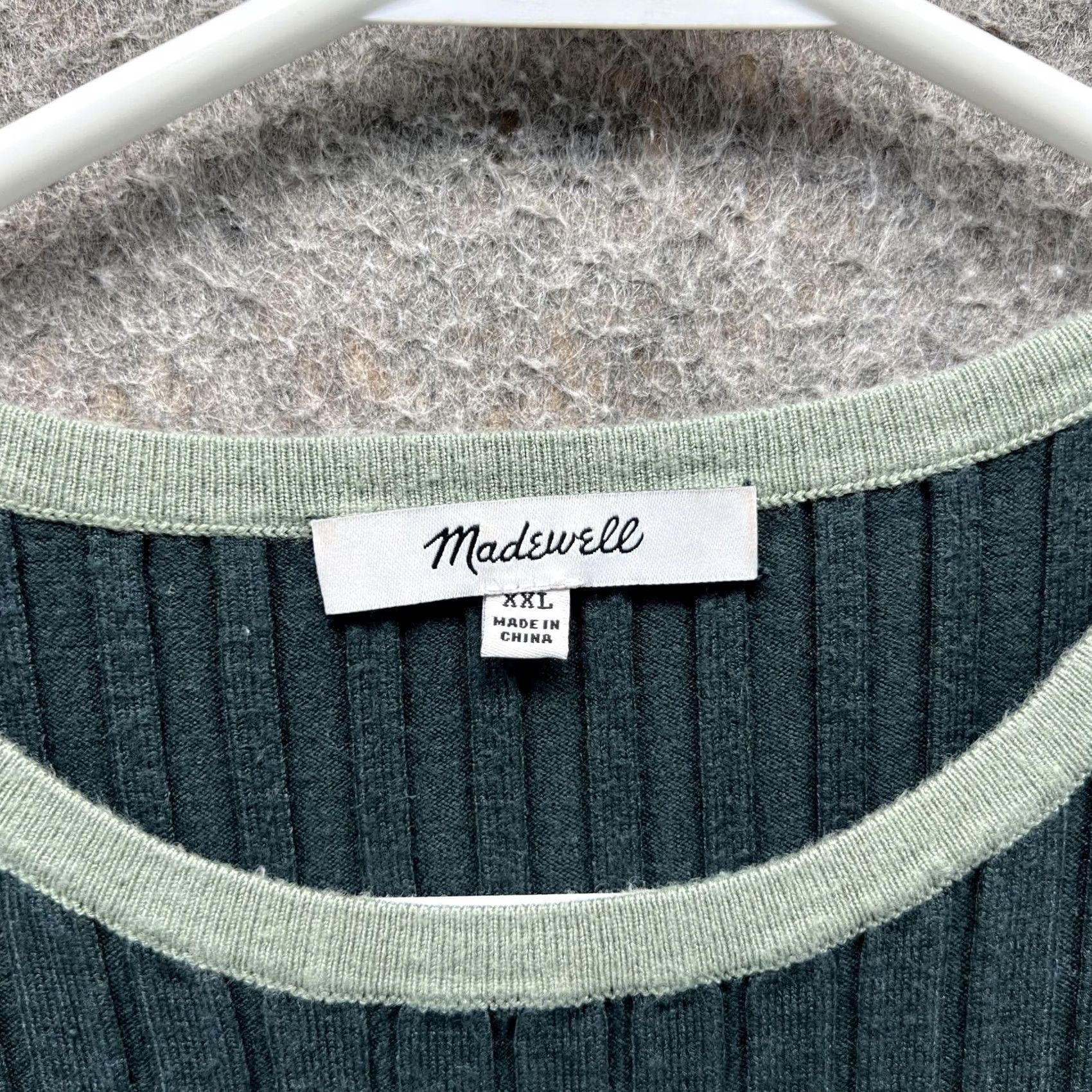 Madewell Madewell Dress Womens 2XL Green Ribbed Knit Short Sleeve Midi Bodycon Crewneck Size 40" / US 18 - 6 Thumbnail