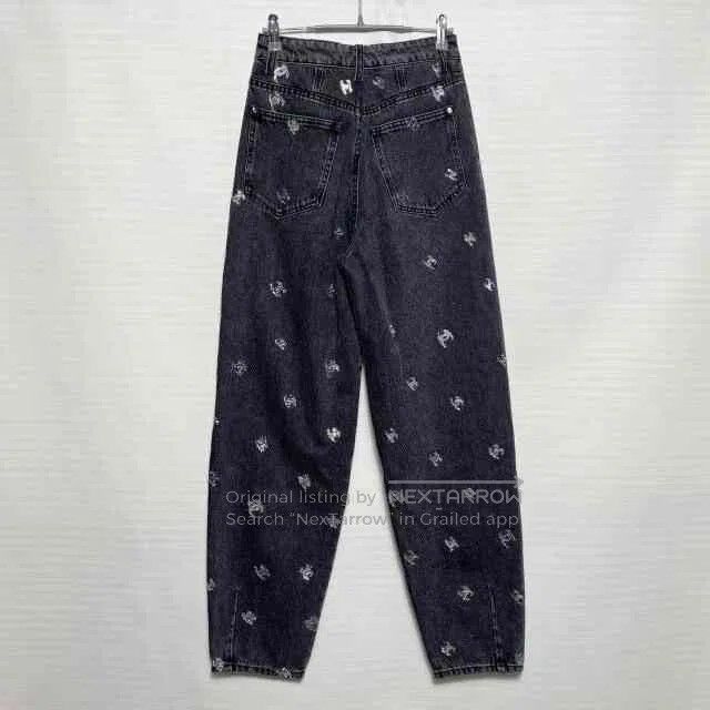 Chanel Chanel 21K Show Gray Silver CC Logo Jeans. Size 33" - 2 Thumbnail