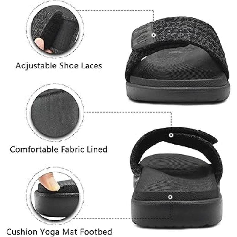 Other Oncai Men's 11 Black Gray Adjustable Strap Slide Sandals Size US 11 / EU 44 - 3 Thumbnail