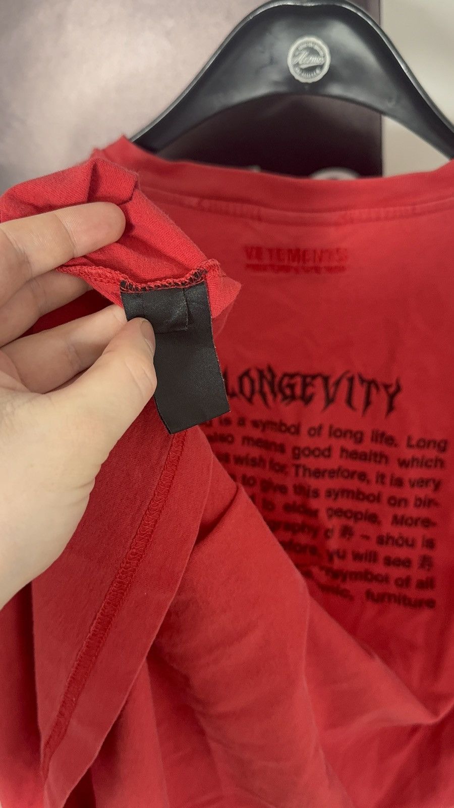 Vetements ✅Vetements Longevity Distressed red t shirt Size US M / EU 48-50 / 2 - 8 Thumbnail