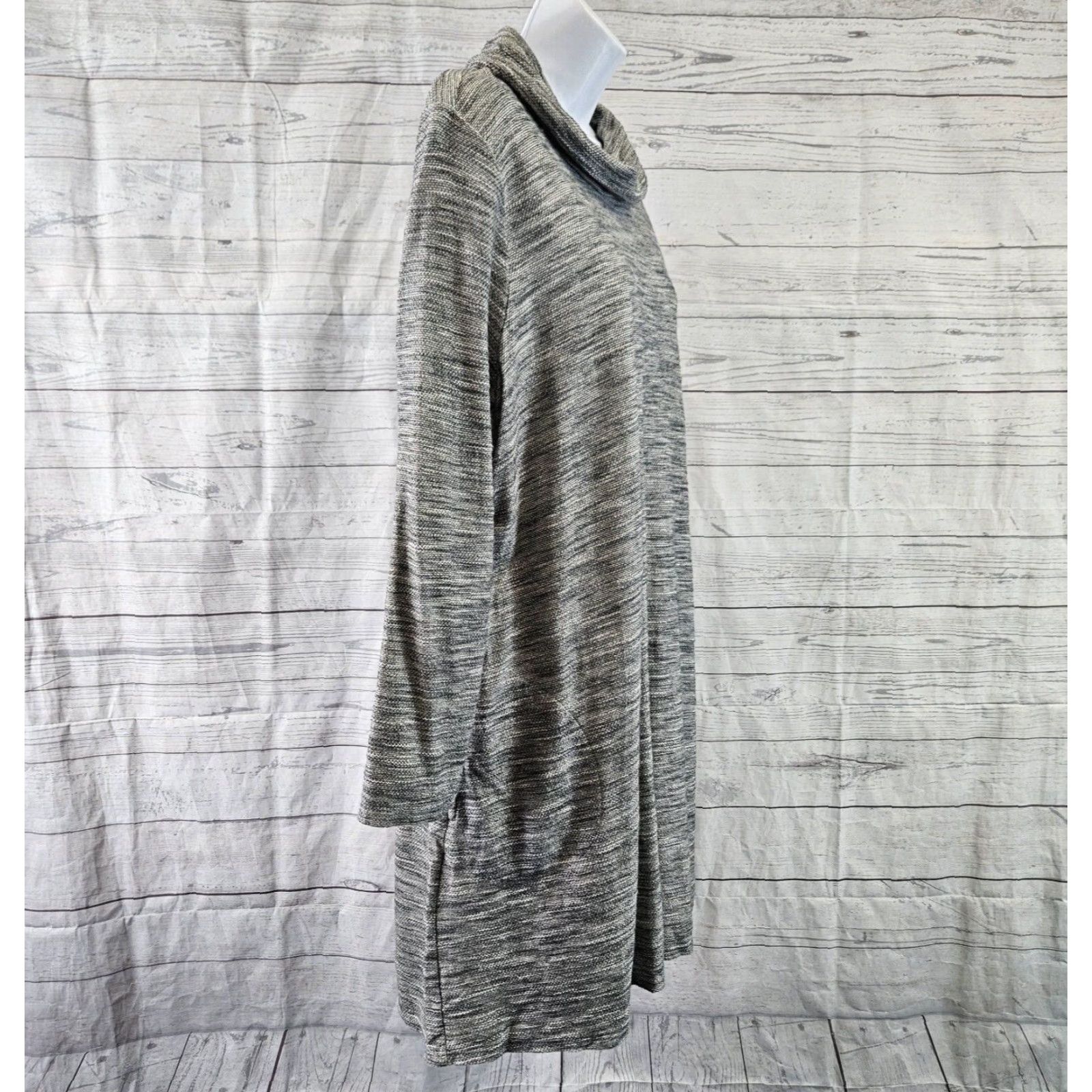 J. Jill VINTAGE Pure Jill Womens Knit Dress Sz Medium Petite Gray Long Sleeve Cotton Size M / US 6-8 / IT 42-44 - 3 Thumbnail