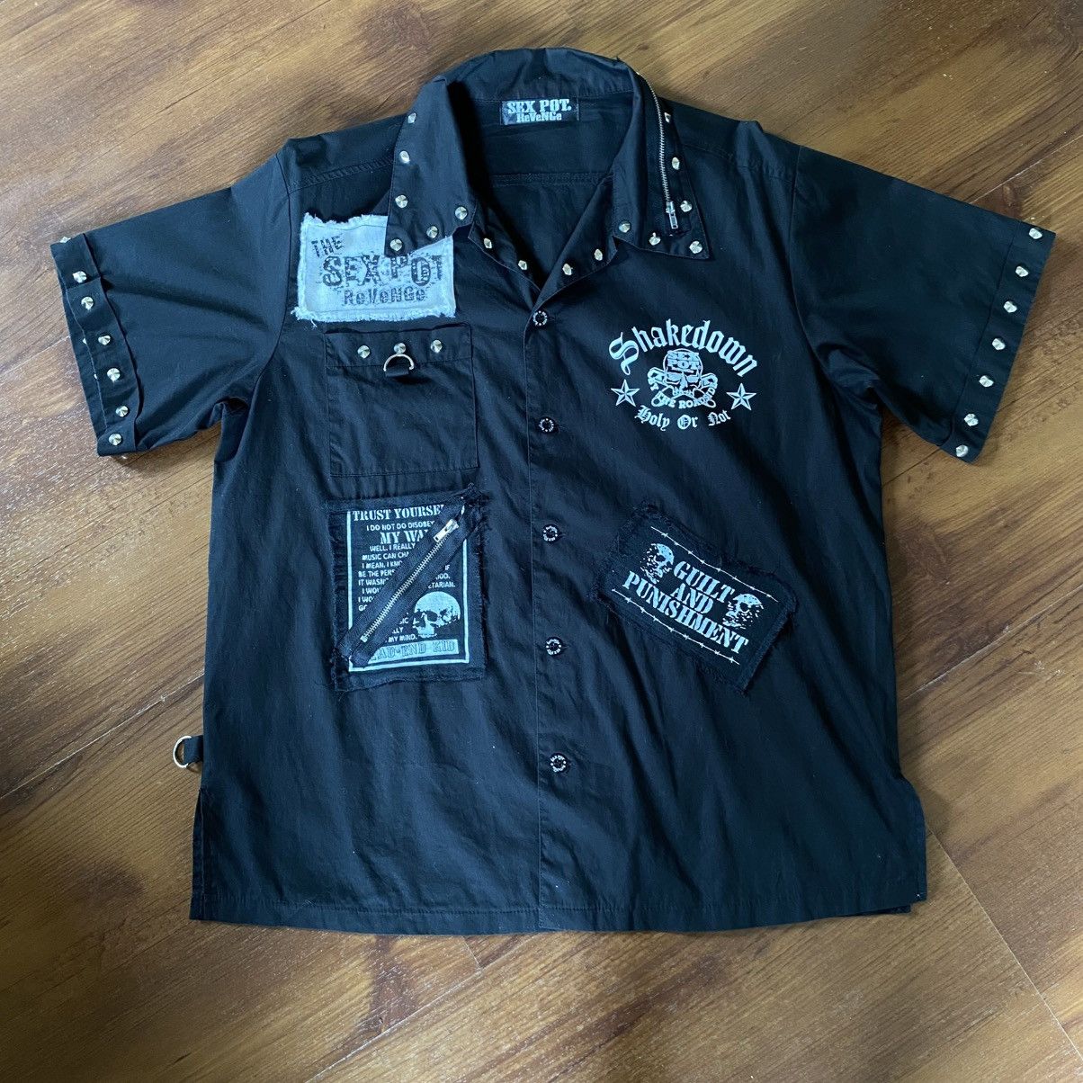 Sex Pot ReVeNGe SEX POT ReVeNGe Y2K Punk Black Studded Punk Patch Shirt Size US M / EU 48-50 / 2 - 23 Thumbnail