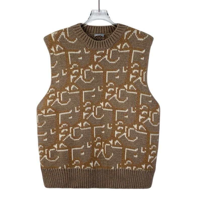 Dior Dior Co-branded 22 brown logo pattern inlaid cashmere roun Size L / US 10 / IT 46 - 1 Thumbnail