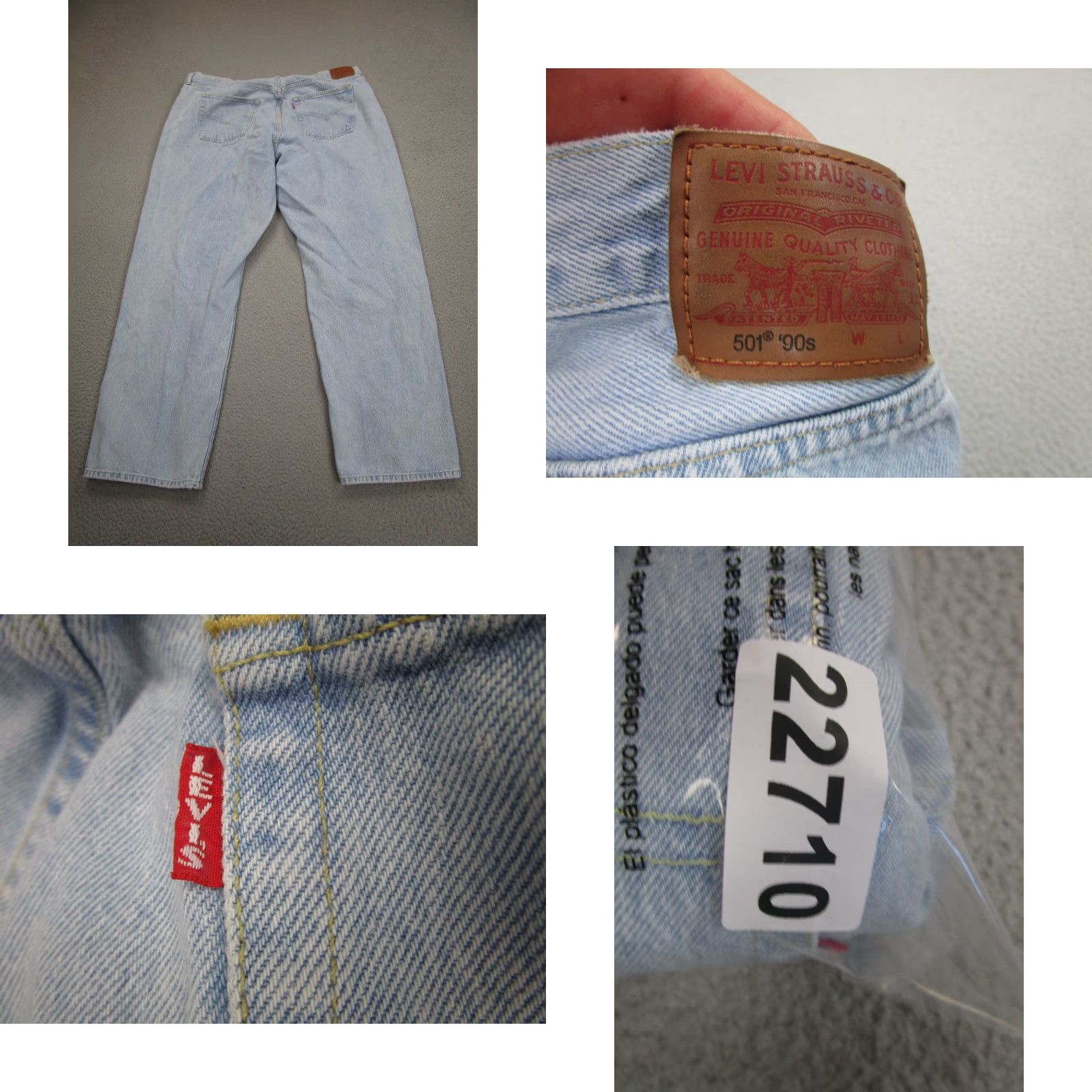 Levi's Levi's 501 Jeans Womens 20W M Plus Light Wash Blue Big E Premium Denim Straight Classic Vintage: No Size 42" / US 20 - 10 Thumbnail