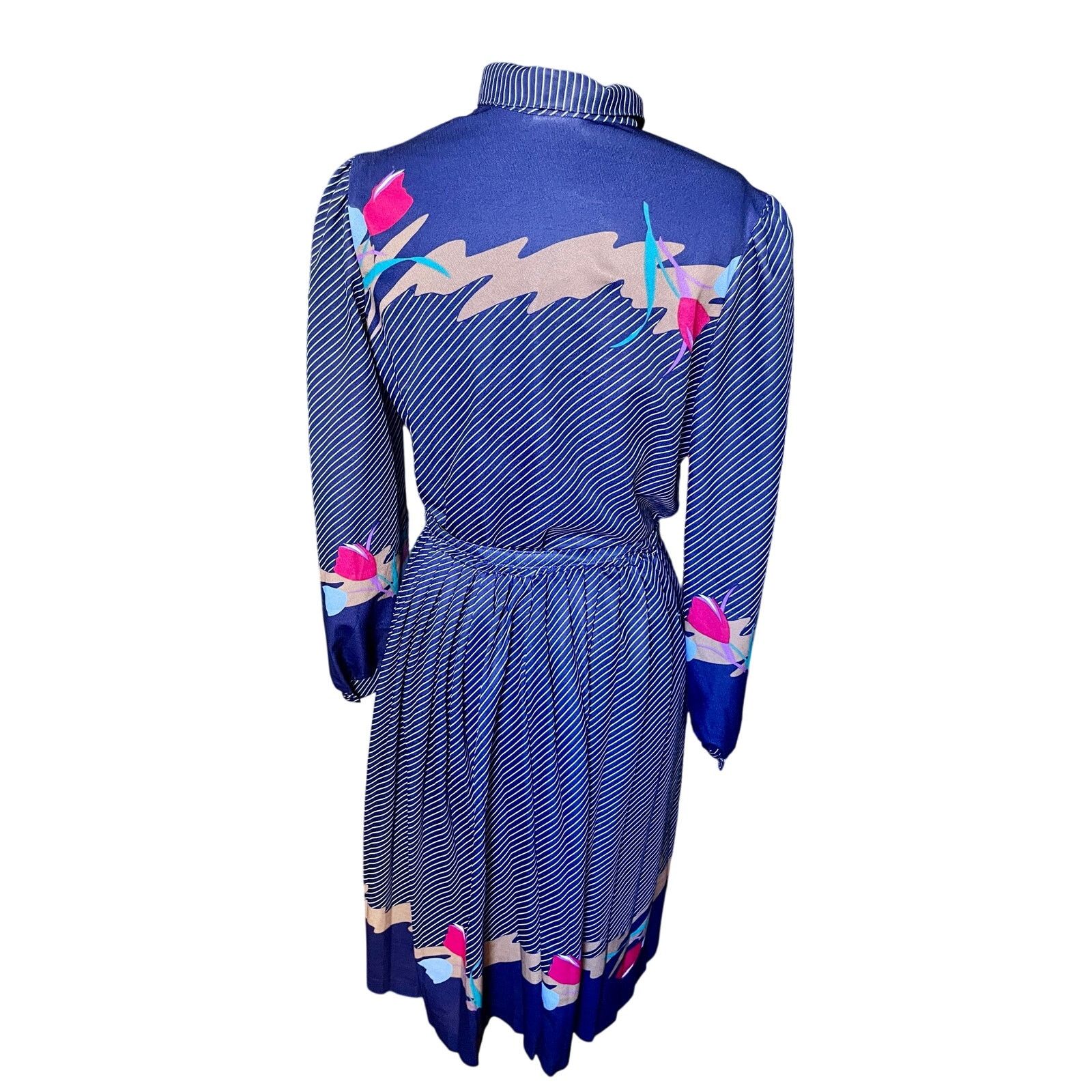 Vintage Vintage 70’s ILGWU Blue Striped Secretary Dress Med Large Size M / US 6-8 / IT 42-44 - 2 Thumbnail
