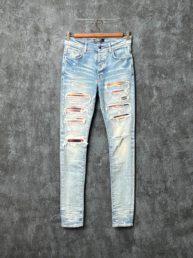 Amiri Amiri Leather Logo Multi-Pocket Destroyed Jeans Size US 30 / EU 46 - 1 Thumbnail