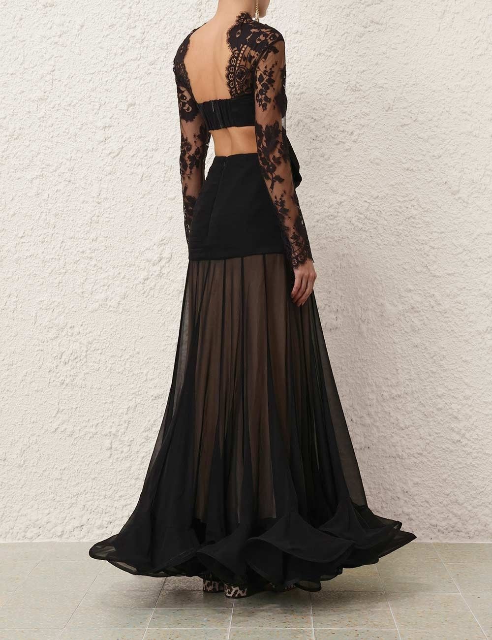 Zimmermann oc11z0725 Illustration Flounce Gown in Black Size S / US 4 / IT 40 - 3 Thumbnail
