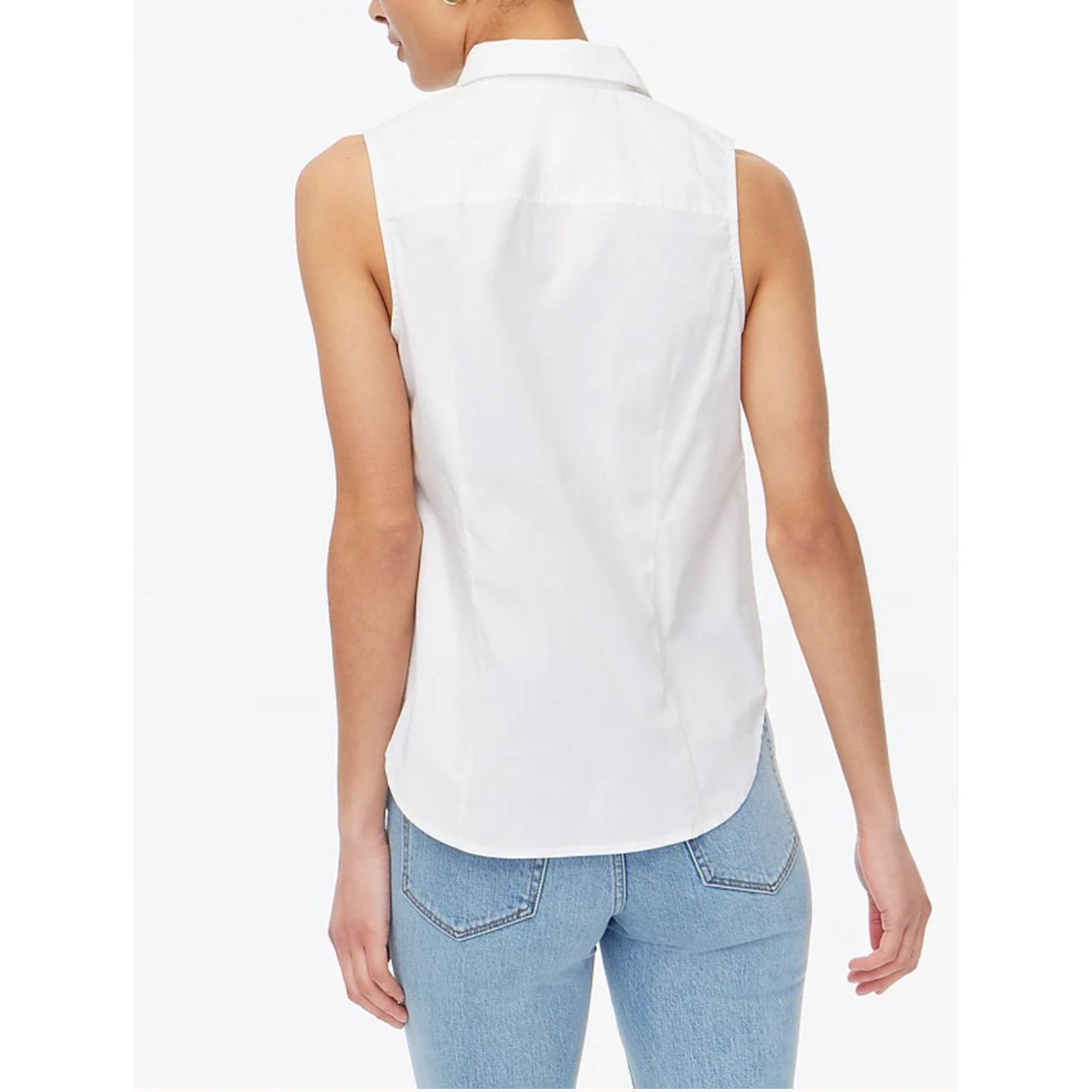J.Crew J.Crew Sleeveless Cotton Poplin Shirt In White Size Medium Size M / US 6-8 / IT 42-44 - 2 Thumbnail