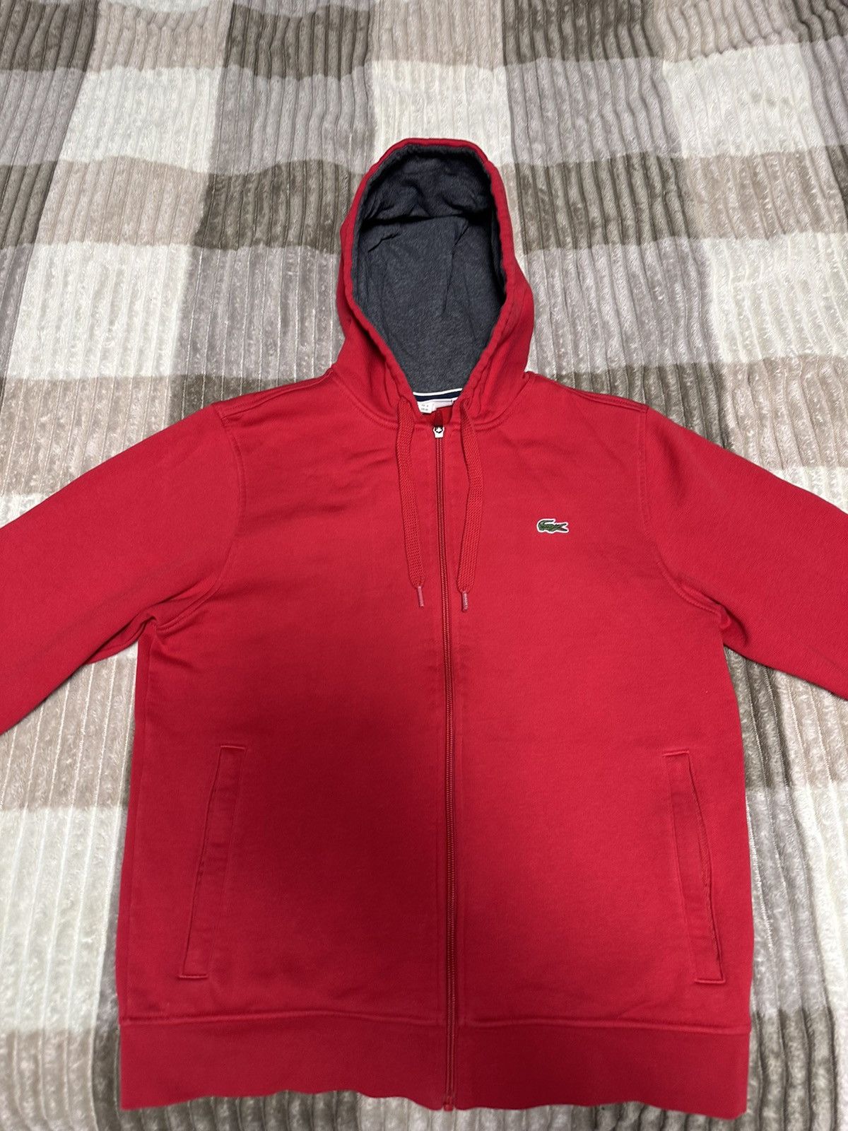 Lacoste × Vintage Vintage Lacoste zip Hoodie size M red logo Size US M / EU 48-50 / 2 - 2 Thumbnail