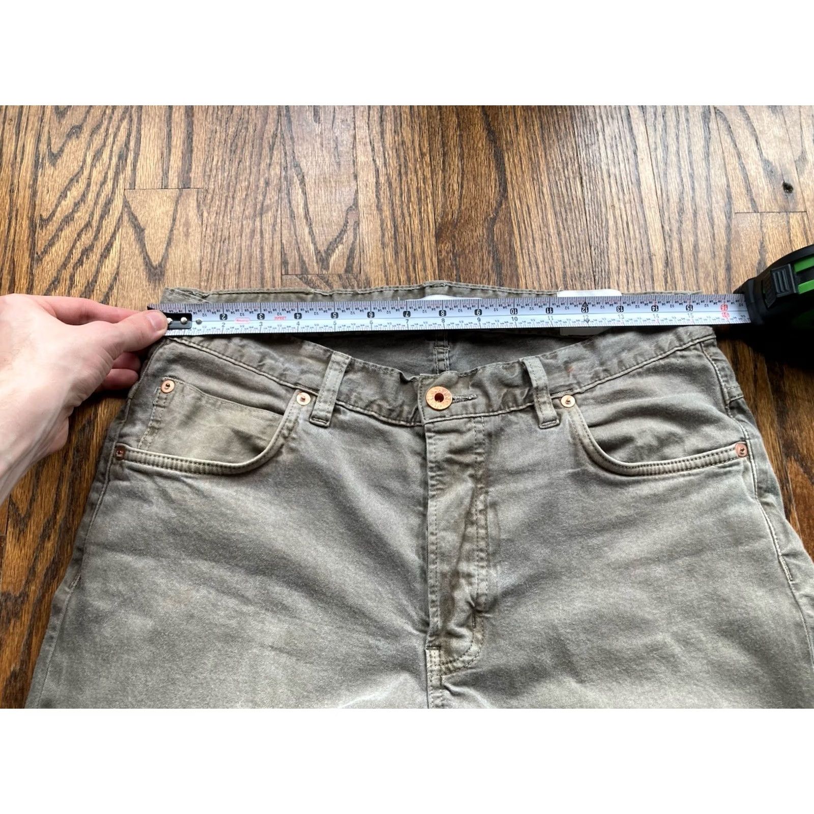 Billy Reid Billy Reid Pants Slim Straight 31x29 Cotton Olive Green 5 Pocket Button Fly USA Made Mens Size US 31 - 5 Thumbnail