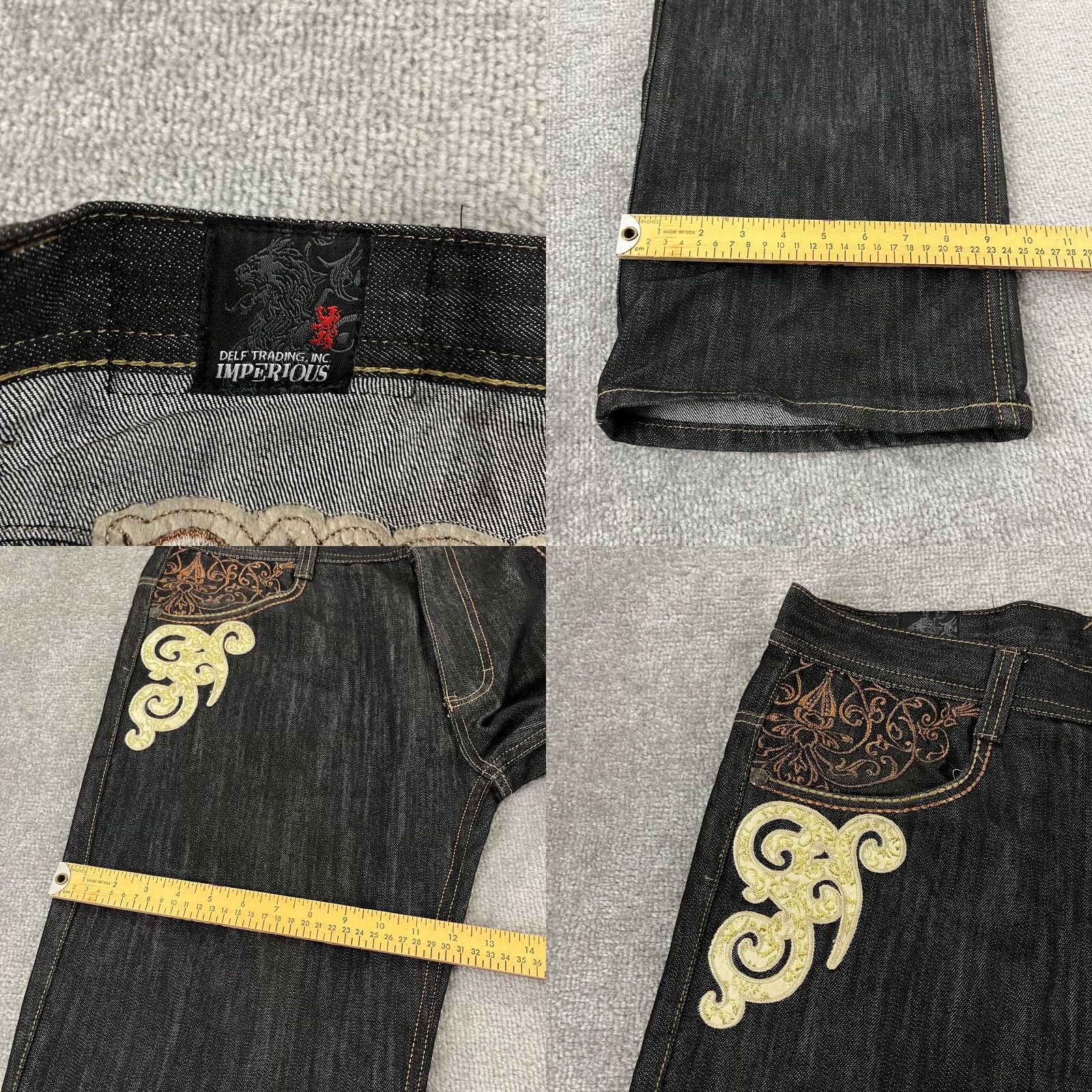 Vintage VINTAGE Imperious Delf Men’s Jeans 36x30 Straight Black Denim Hip Hop Y2K Size US 36 / EU 52 - 8 Thumbnail