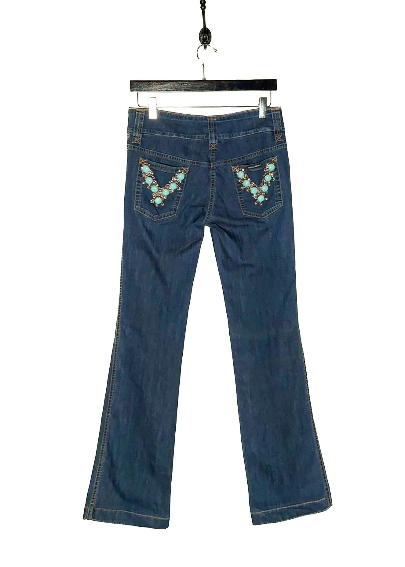Dolce & Gabbana Dolce & Gabbana Vintage Blue Turquoise Stone Pockets Jeans Size 27" / US 4 / IT 40 - 1 Thumbnail