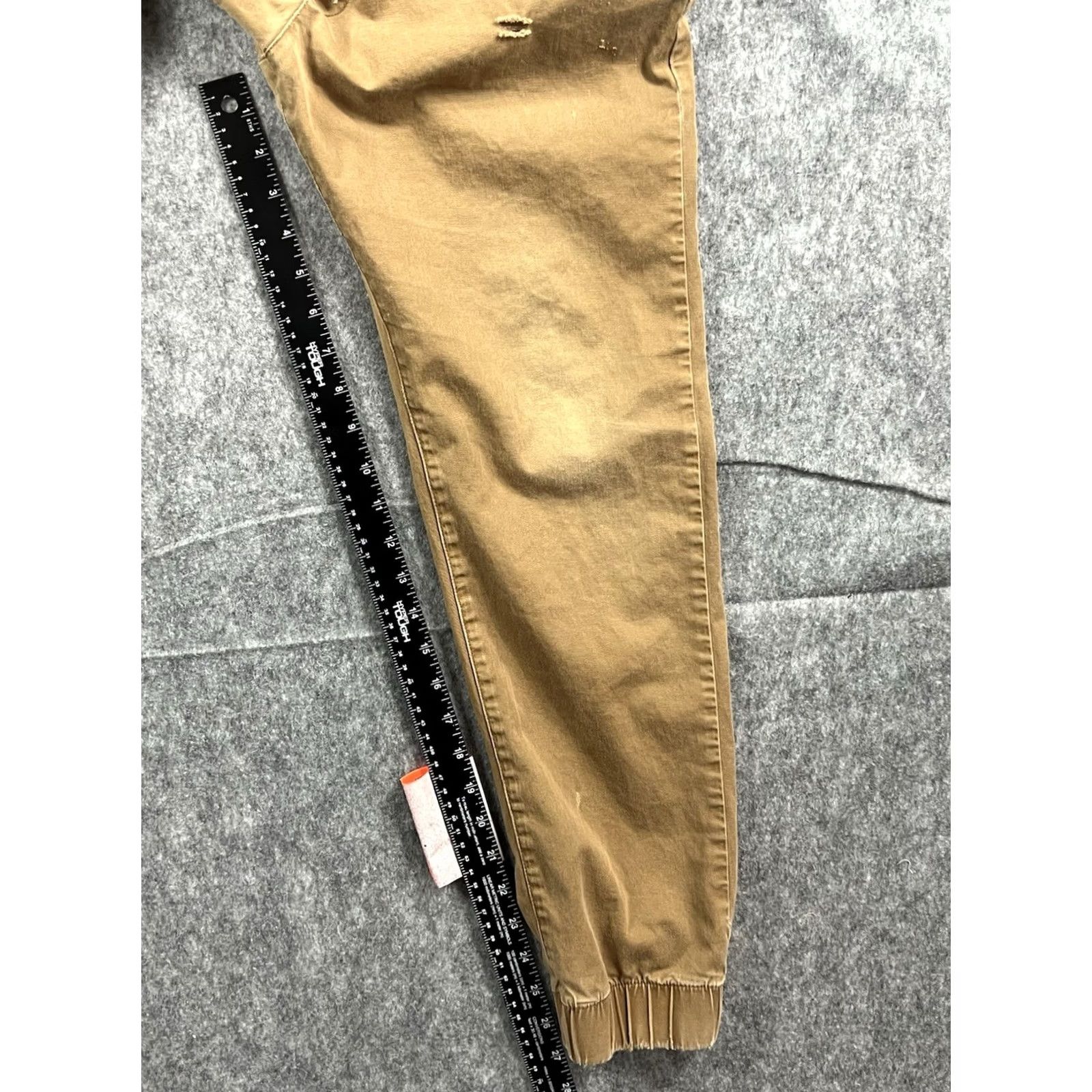 Denime Bullhead Denim Mens Khaki Jogger Pants Slim Fit Elastic Waist Size M Brown 28in Inseam Front Slant Pockets Casual Pants Size US 31 - 5 Thumbnail