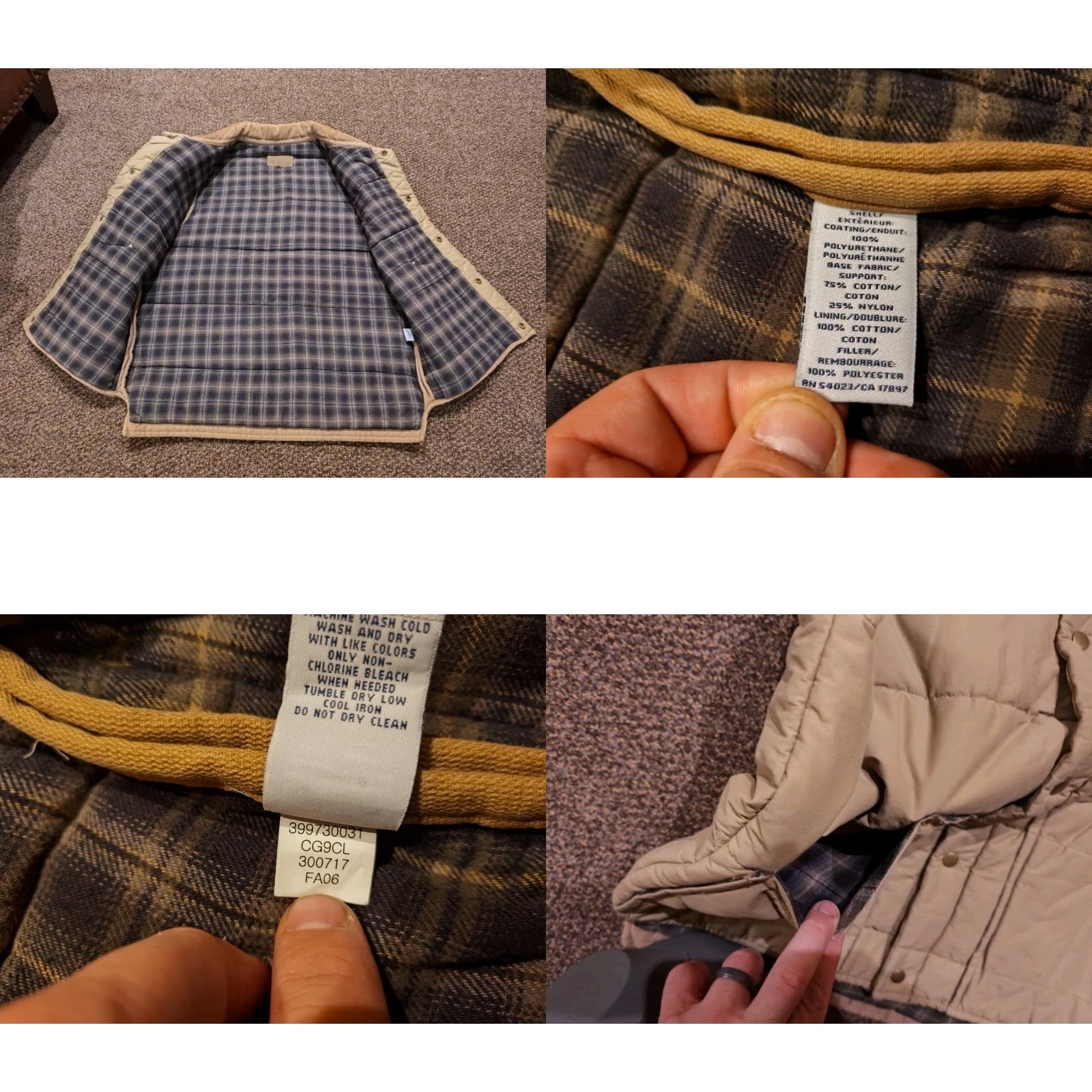 Old Navy Vintage Old Navy Quilted Puffer Snap Vest Lined Corduroy Collar Men’s Sz L Beige Size US L / EU 52-54 / 3 - 8 Thumbnail