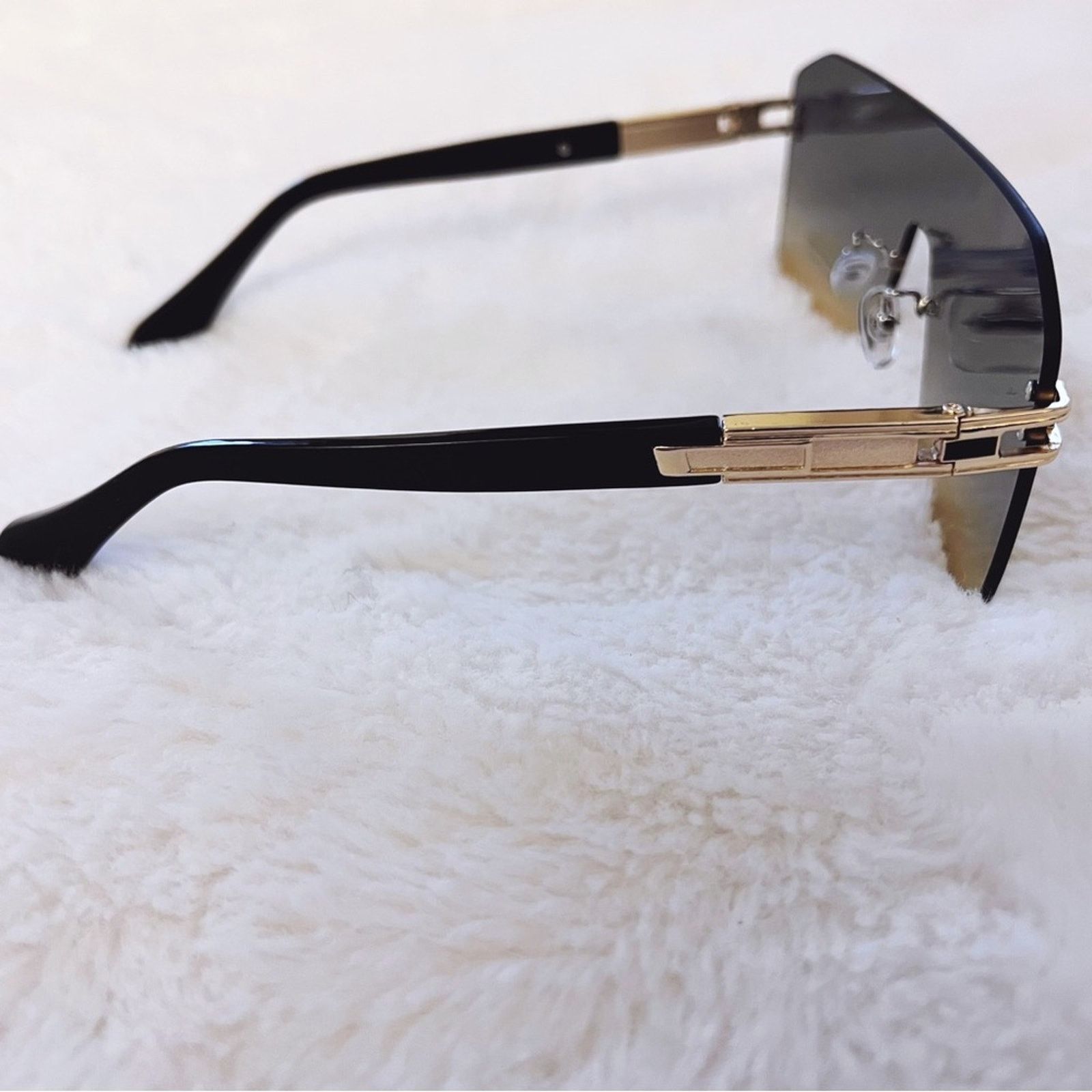 Other Sadie Teal & Brown Oversized Rimless Flat-Top Sunglasses Size ONE SIZE - 6 Thumbnail