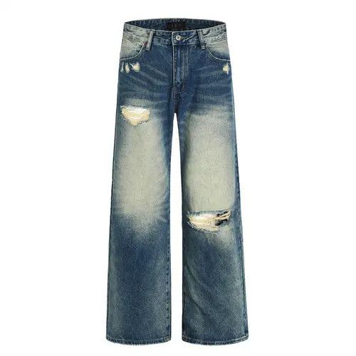 Japanese Brand × Jean Distressed men's high street trend heavy washed ripped jeans Size US 32 / EU 48 - 1 Thumbnail