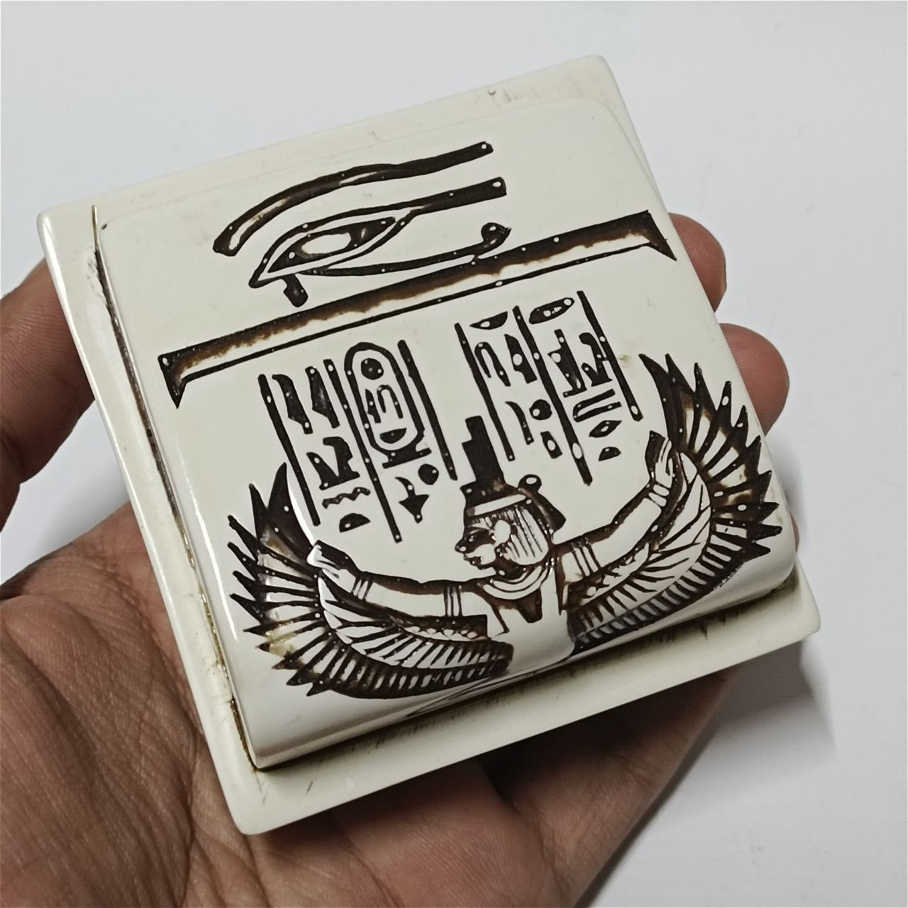 Other Egyptian canopic jar set in engraved box pharaonic art Size ONE SIZE - 5 Thumbnail