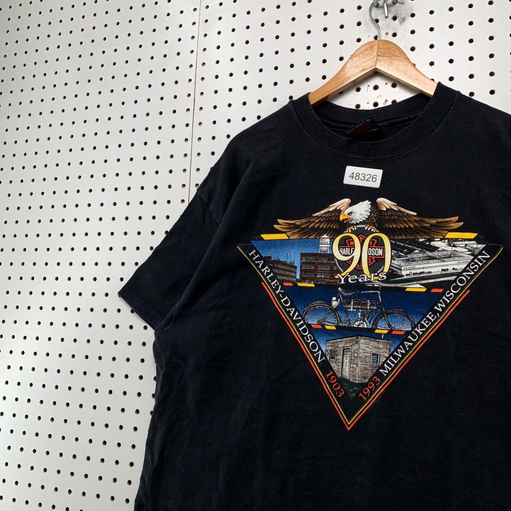 Harley Davidson VINTAGE Harley-Davidson 90th Anniversary T Shirt 2XL Black Mens Graphic Tee 90s USA Made Size US XXL / EU 58 / 5 - 6 Thumbnail
