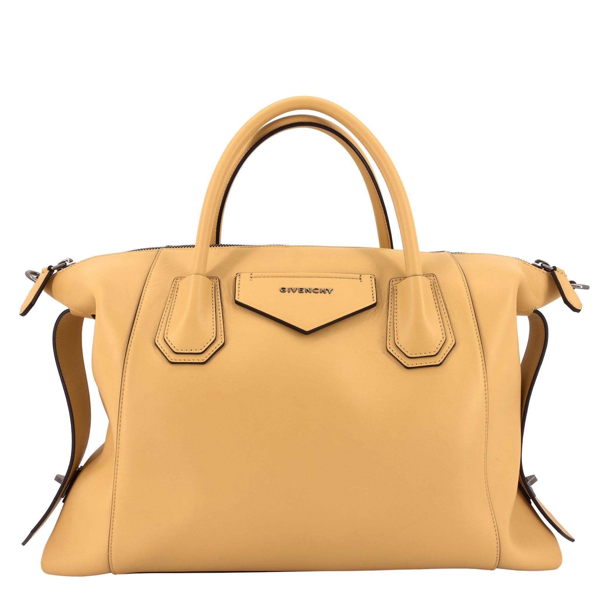 image of Givenchy Antigona Soft Medium Leather Bag in Yellow, Women's