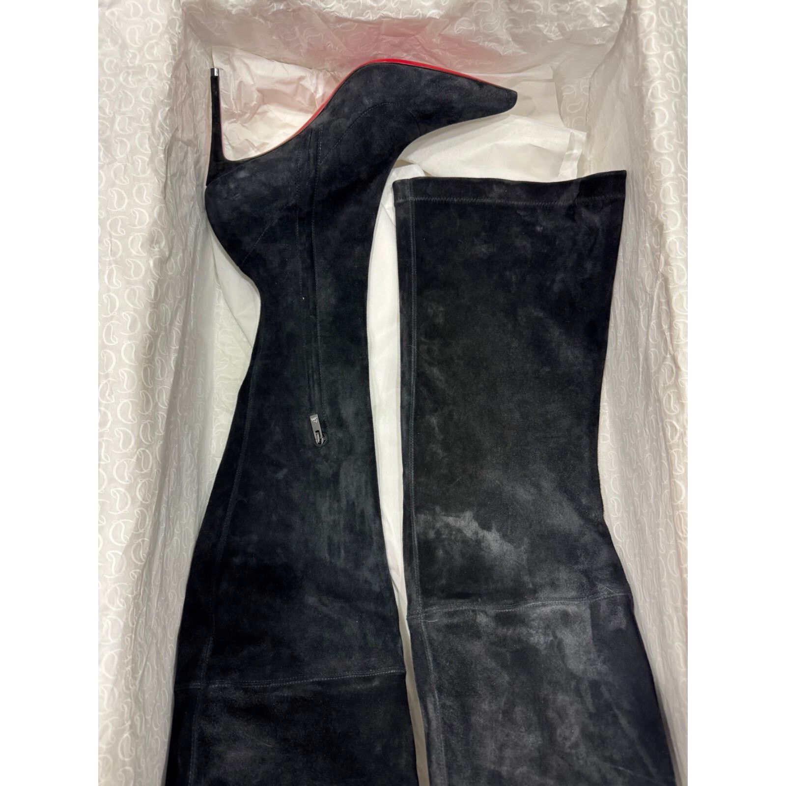 Christian Louboutin Christian Louboutin Kate Botta Alta 85 Black Suede OTK Knee Size US 8.5 / IT 38.5 - 17 Thumbnail
