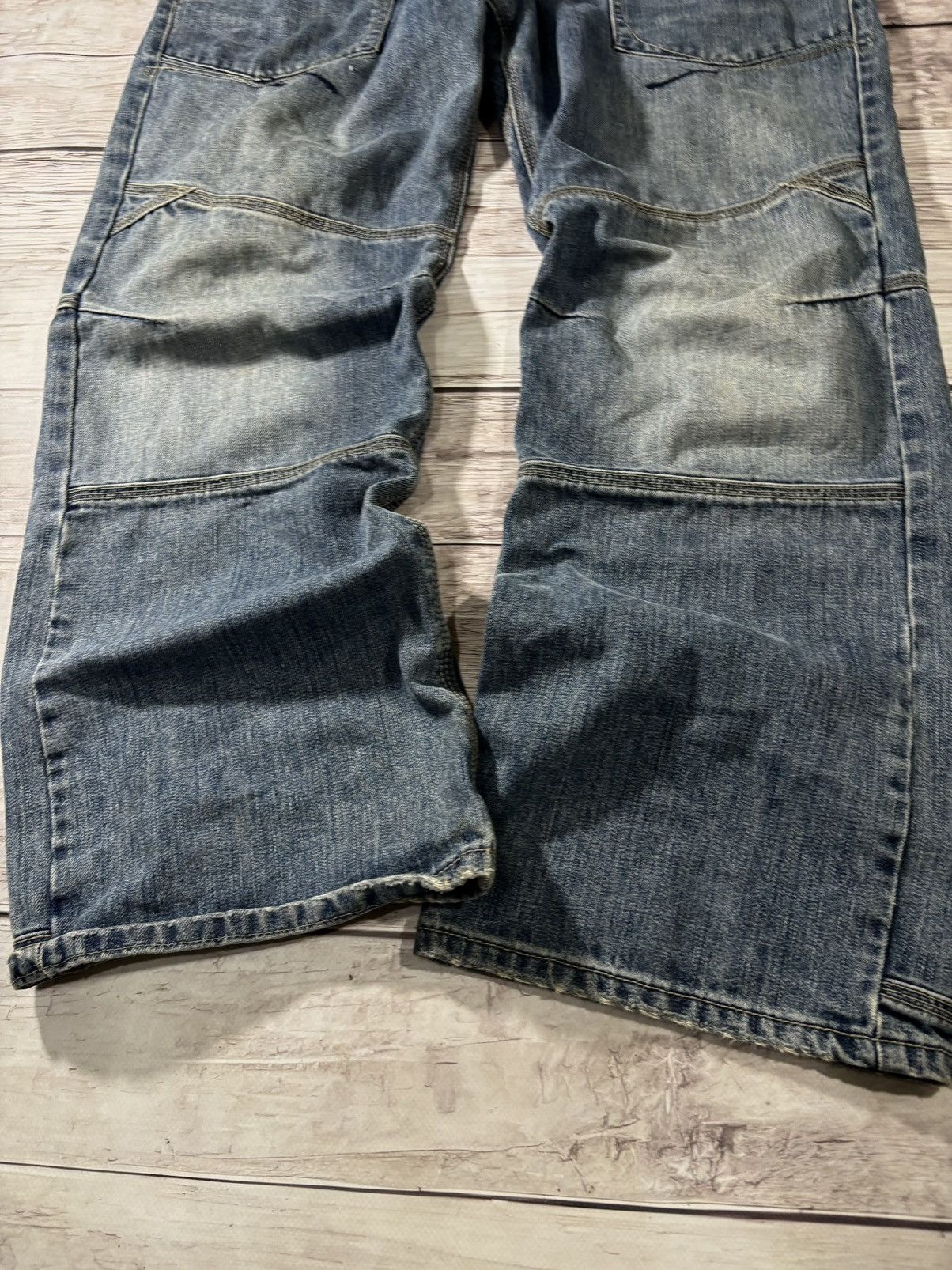 Japanese Brand Vintage Baggy Rap sk8 Jnco Style Washed ENGLAND Jeans y2k Size US 34 / EU 50 - 4 Thumbnail