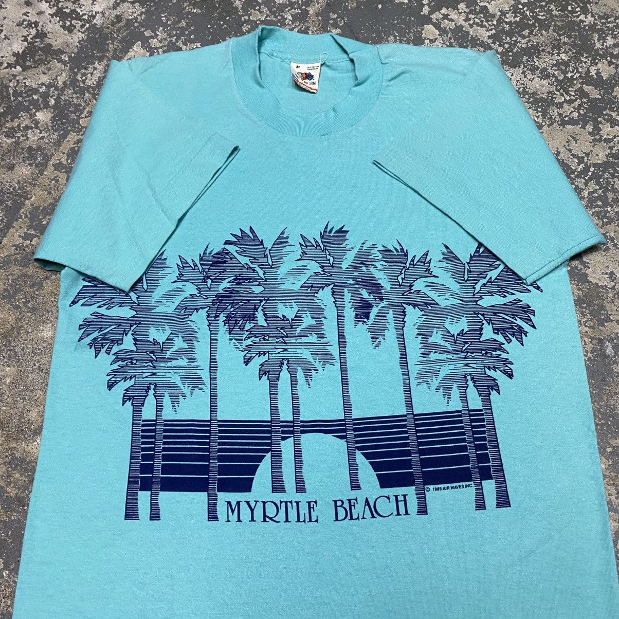 Japanese Brand × Vintage Vintage Myrtle Beach Palm Tree Trees Blue Tshirt 1989 Size US M / EU 48-50 / 2 - 3 Thumbnail