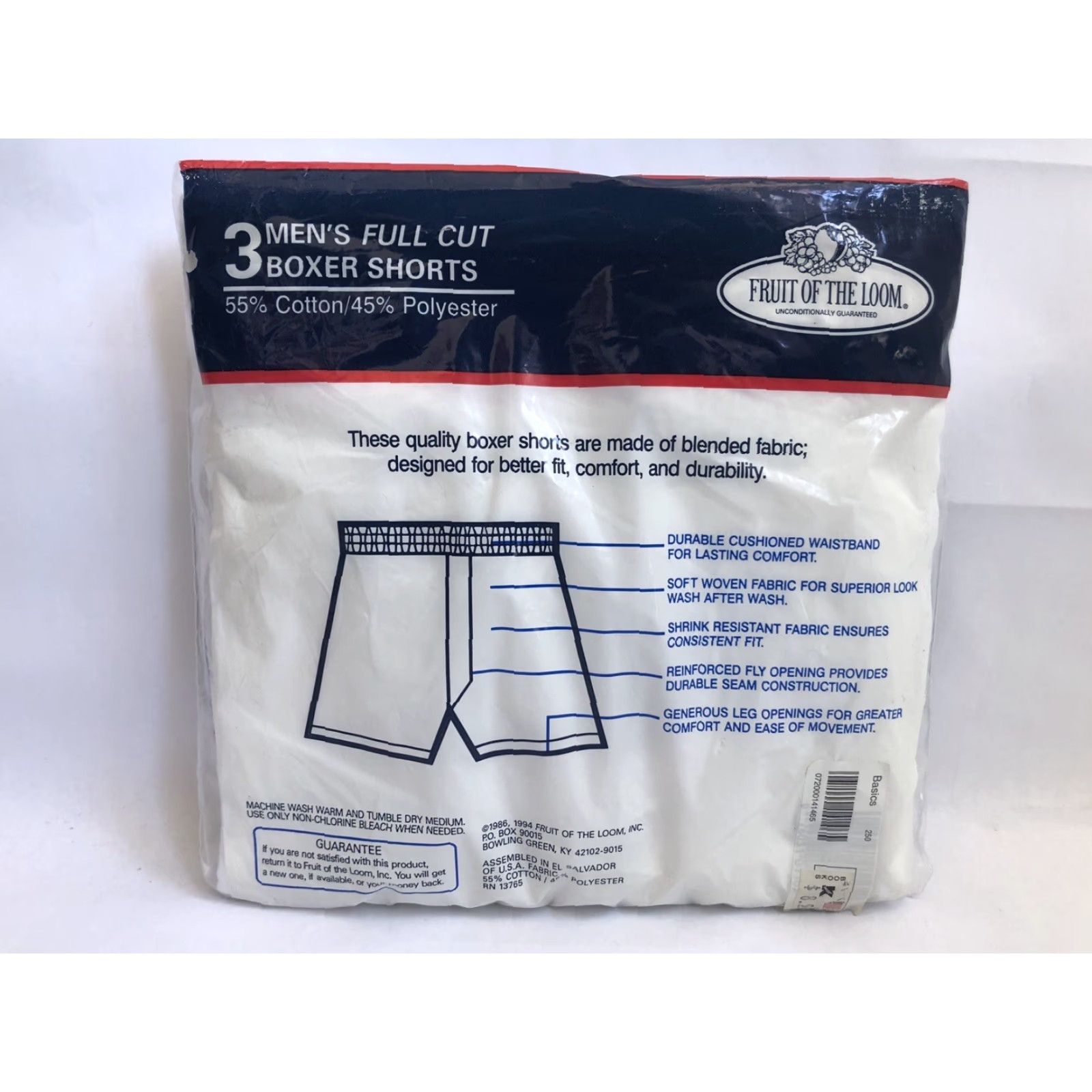 Fruit Of The Loom VINTAGE Fruit of the Loom Men’s Full Cut Boxer Shorts 3-Pack Underwear S White 1994 NOS Size US 29 - 2 Thumbnail