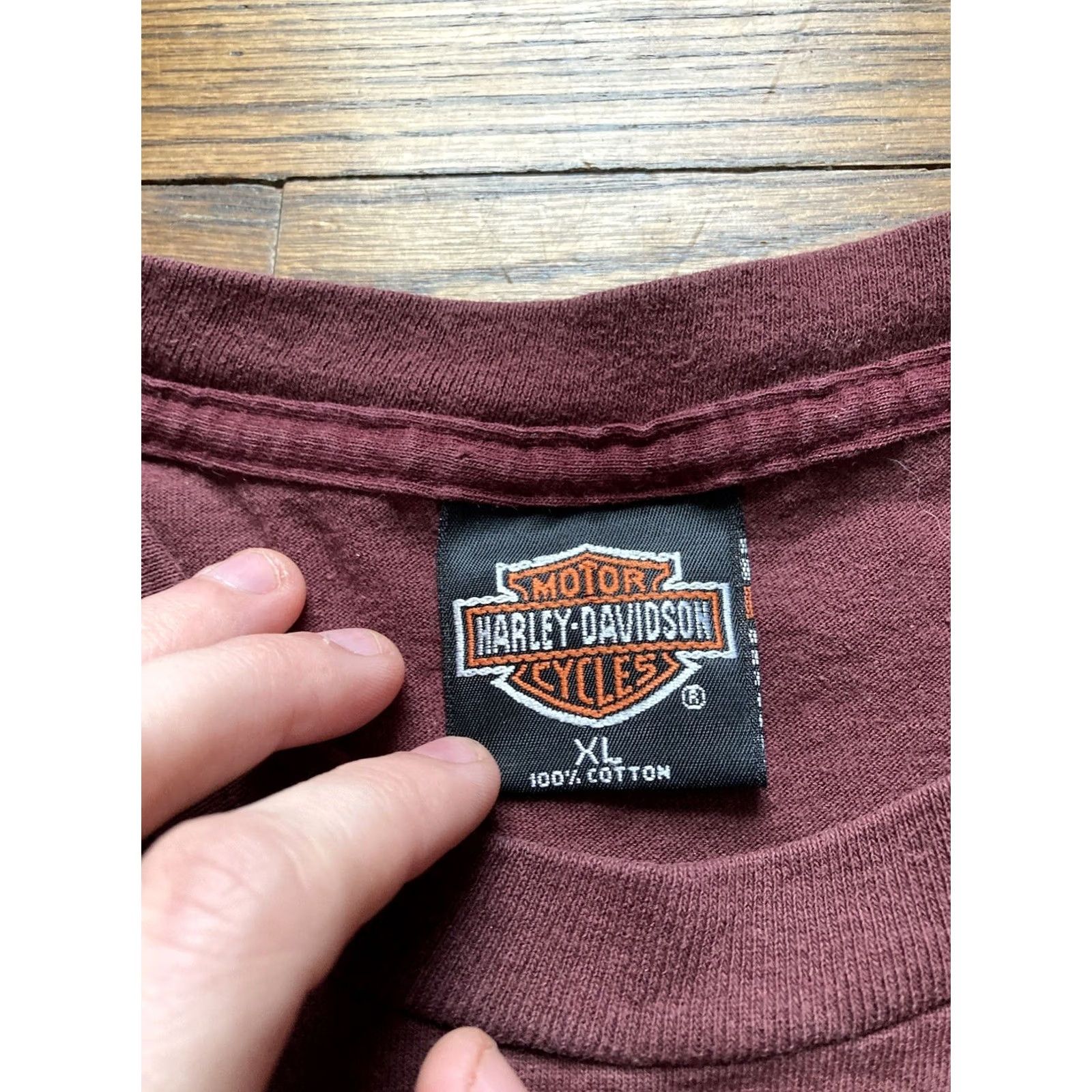 Harley Davidson VINTAGE Harley-Davidson Naples FL T-Shirt Shirt Regular Men XLI Burgundy 90s Logo USA Made Short Sleeve Crew Neck Graphic Print Pocket(s) Size US XL / EU 56 / 4 - 4 Thumbnail