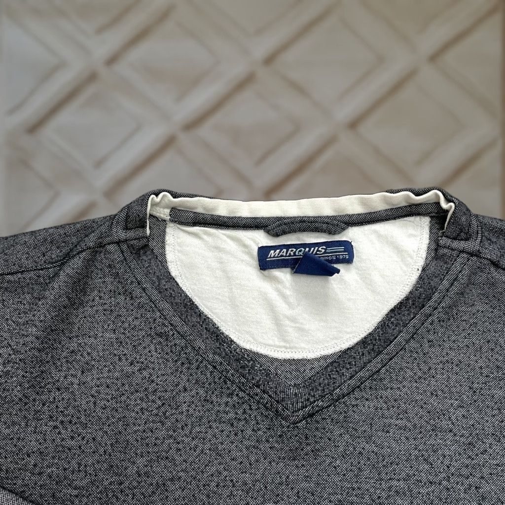 Vintage Maqruis Shirt Mens XL Gray Long Sleeve Viscose Casual Basic Tee Size US XL / EU 56 / 4 - 1 Thumbnail