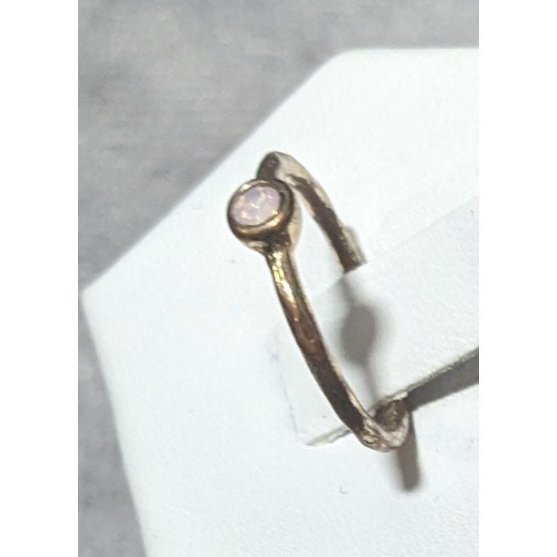 Other Minimalist Gold Tone Textured Ring With Tiny Pastel Pink Sto Size ONE SIZE - 4 Thumbnail