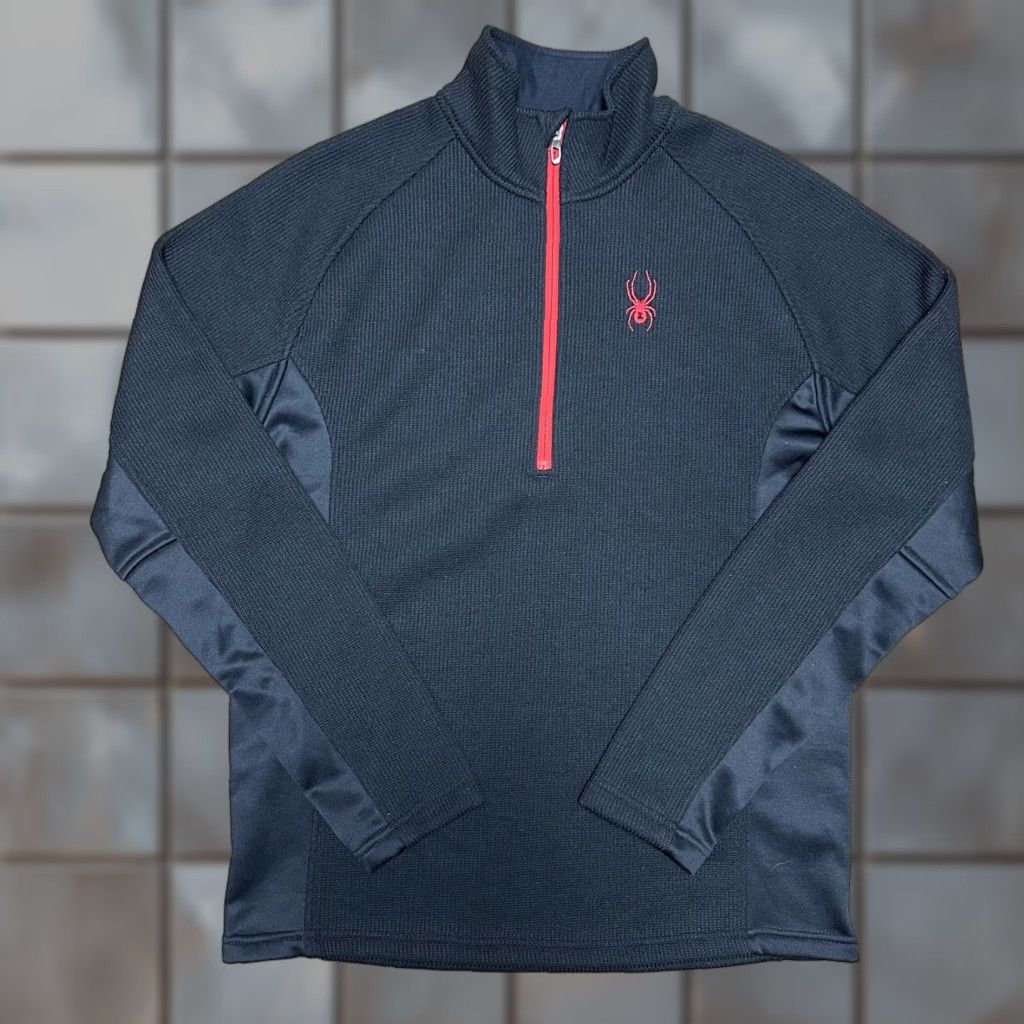 Spyder Spyder Jacket Men Medium 1/4 Zip Waffle Knit Fleece Lined Pullover Black Size US M / EU 48-50 / 2 - 1 Thumbnail