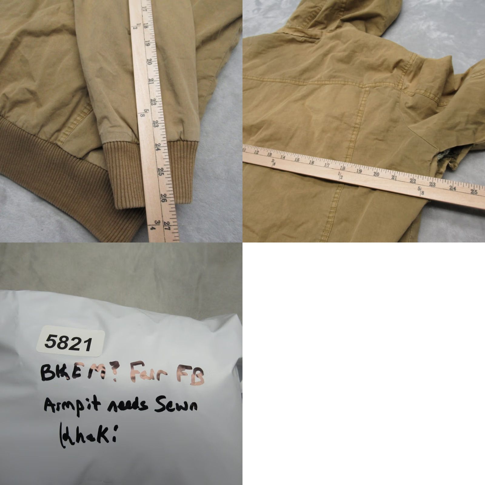 BKE BKE Jacket Mens Large Khaki Full Zip Hooded Sherpa Fleece Lined Pockets Canvas Cotton Utility Jacket Size US L / EU 52-54 / 3 - 10 Thumbnail