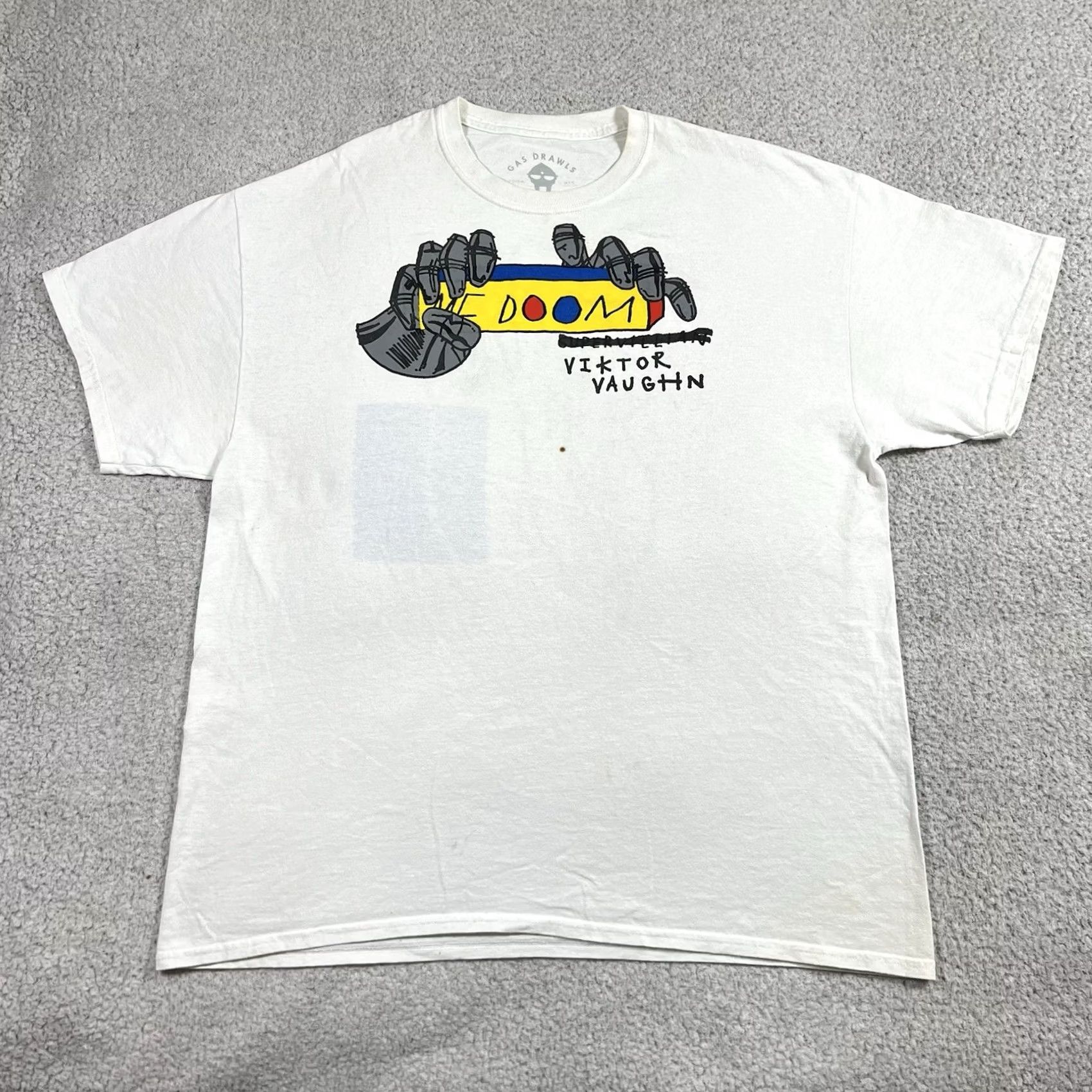 GAS Gas Drawls Mf Doom Gas Drawls Shirt Men XL White Hip Hop Graphic Supervillain 80s 90s Music Retro T-Shirt Mens XL White Cotton Short Sleeve Crew Neck Size US XL / EU 56 / 4 - 2 Thumbnail