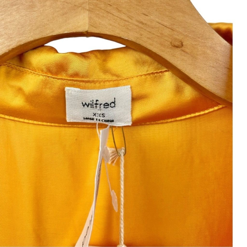 Aritzia NEW Wilfred Tuscan Sun Satin Tie Front Cropped Blouse XXS Size XXS / US 00 / IT 34 - 5 Thumbnail