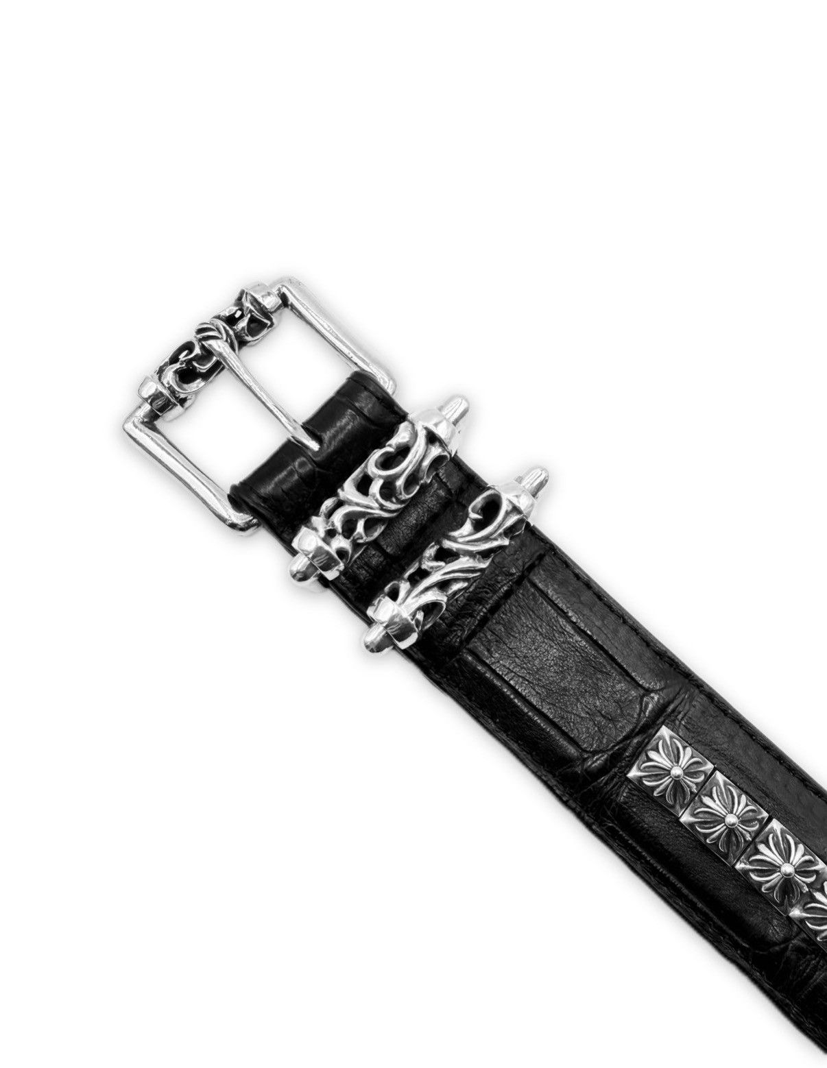 Chrome Hearts Chrome Hearts Alligator Leather Pyramid Stud .925 Silver Black Roller Belt Size 34 - 4 Thumbnail