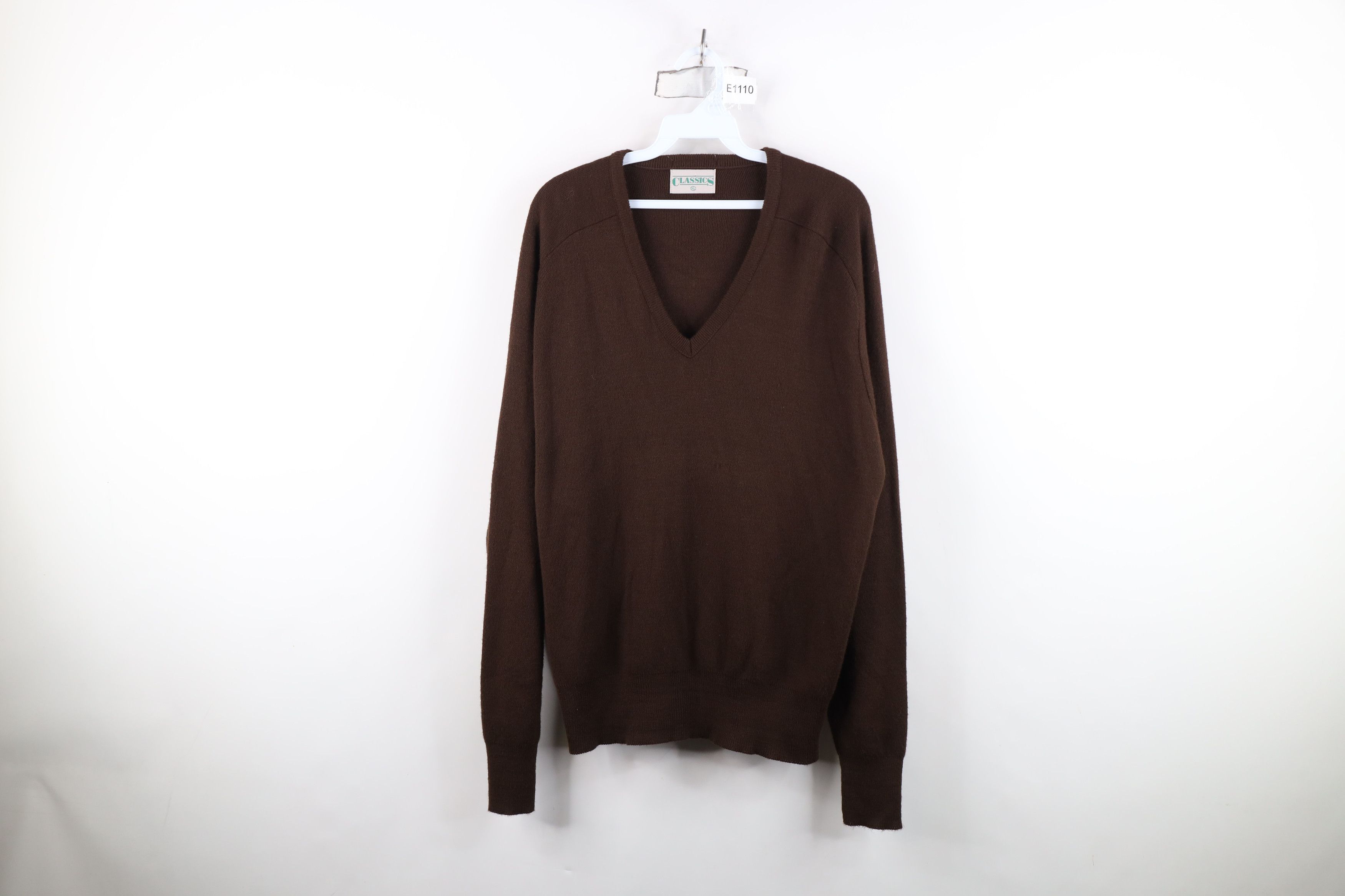 Vintage Vintage 70s Streetwear V-Neck Sweater Brown USA Acrylic Size US XL / EU 56 / 4 - 1 Thumbnail