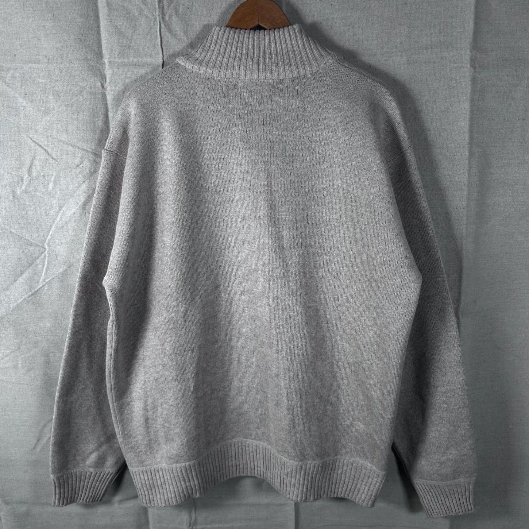 Vintage Yeokou Mens XXL Sweater Full Zip Mock Neck Beige Oatmeal Wool Cashmere Knit Heavyweight Lined Pockets Size US XXL / EU 58 / 5 - 8 Thumbnail