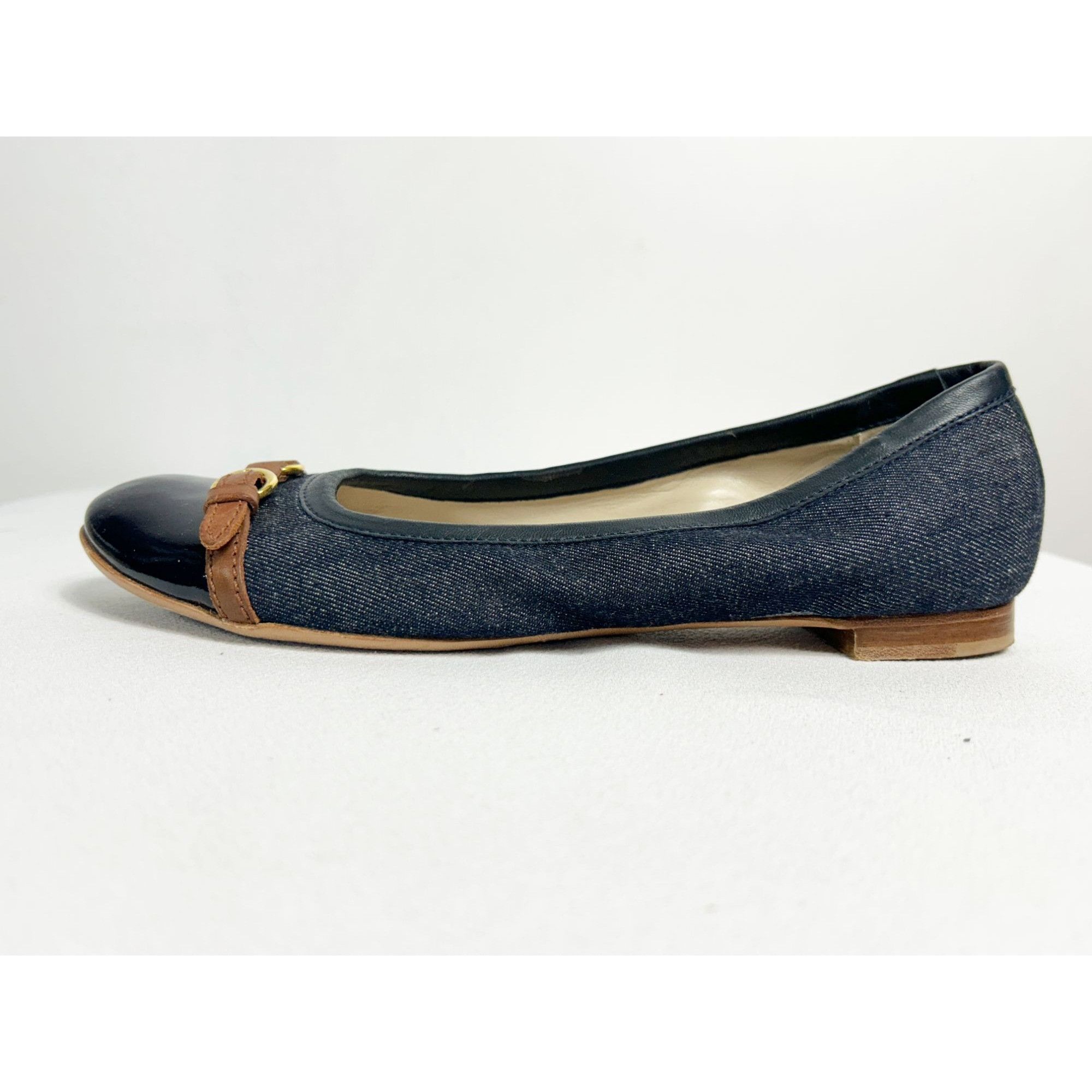 AGL AGL Women's Mae Denim Leather Cap Toe Ballet Flat in Blue - Size US 9.5 / IT 39.5 - 3 Thumbnail