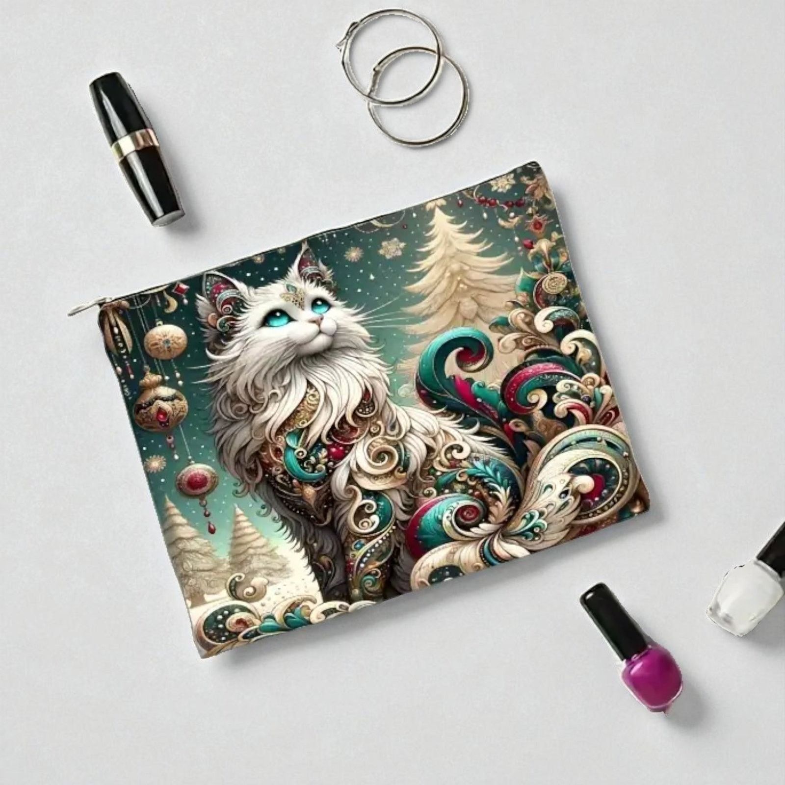 Other Mystical Cat Cosmetic Bag Celestial Green Makeup Organizer Size ONE SIZE - 8 Thumbnail