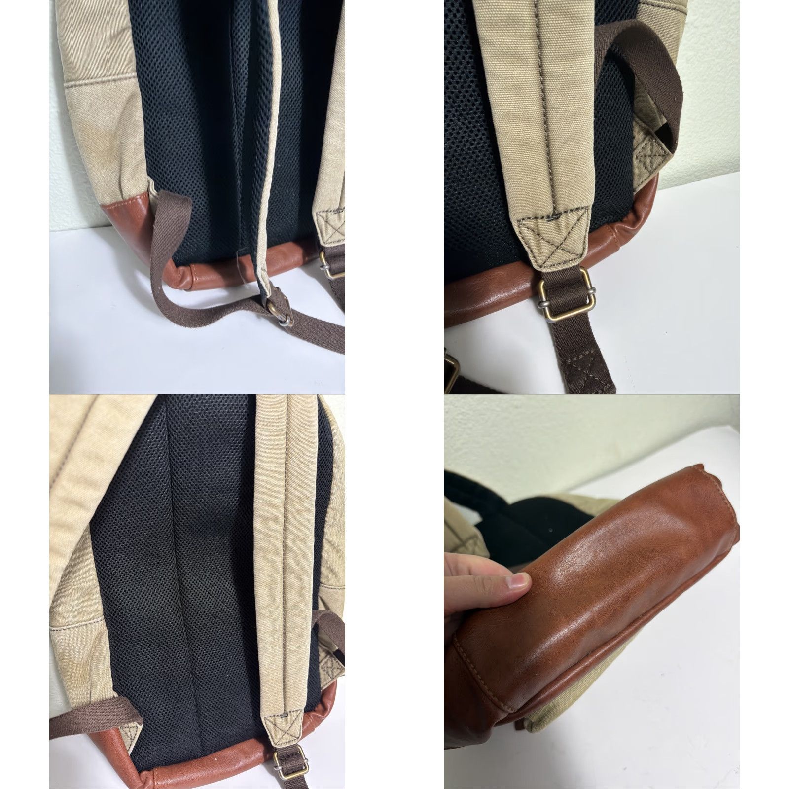 Fossil Fossil Backpack Canvas Leather Estate Brown Beige 16x10x5 Men Mens Size ONE SIZE - 9 Thumbnail