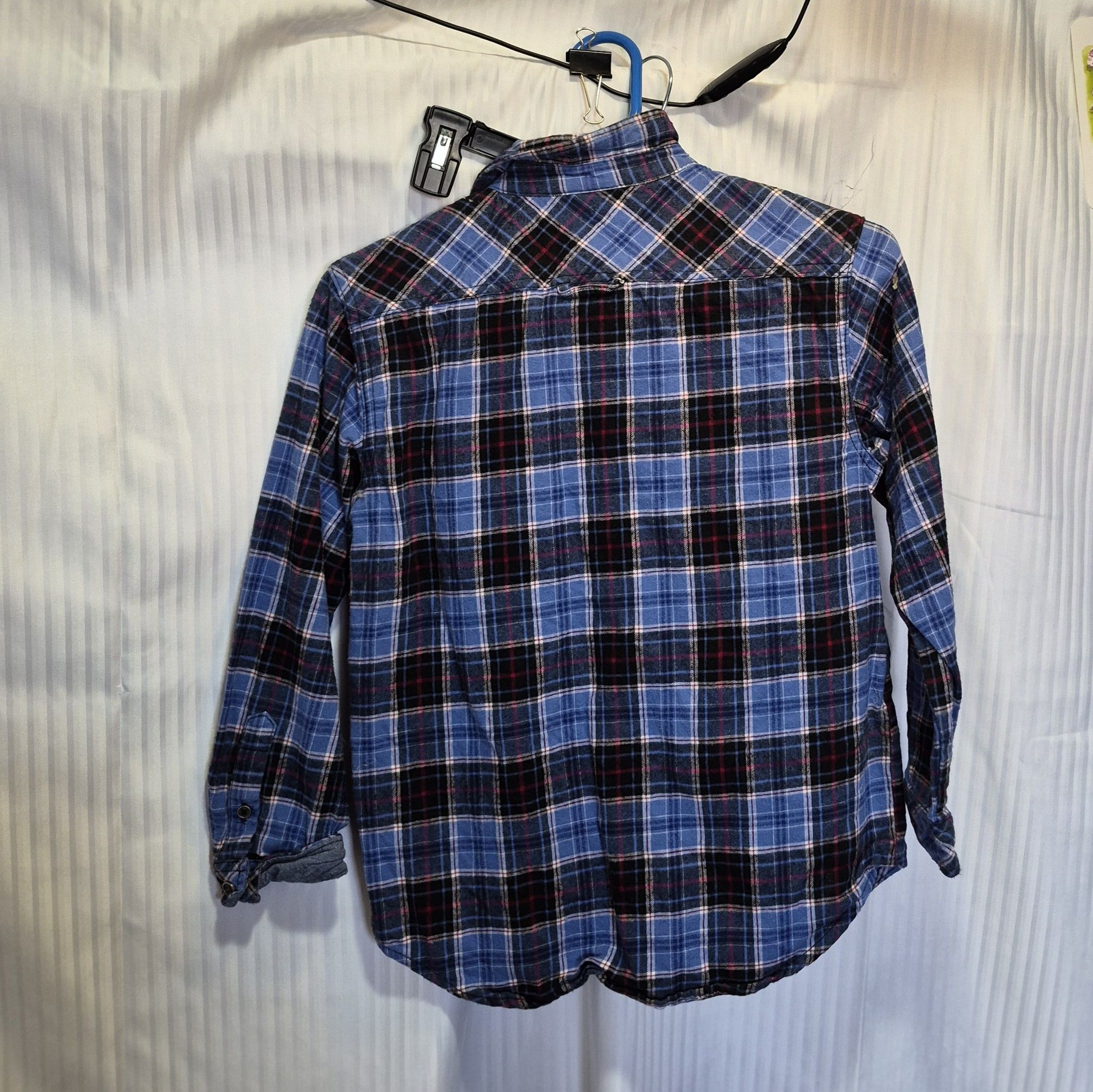 Weatherproof Weatherproof Boy's 10-12 Blue Black Plaid Button-Down Shirt Size US XXS / EU 40 - 5 Thumbnail