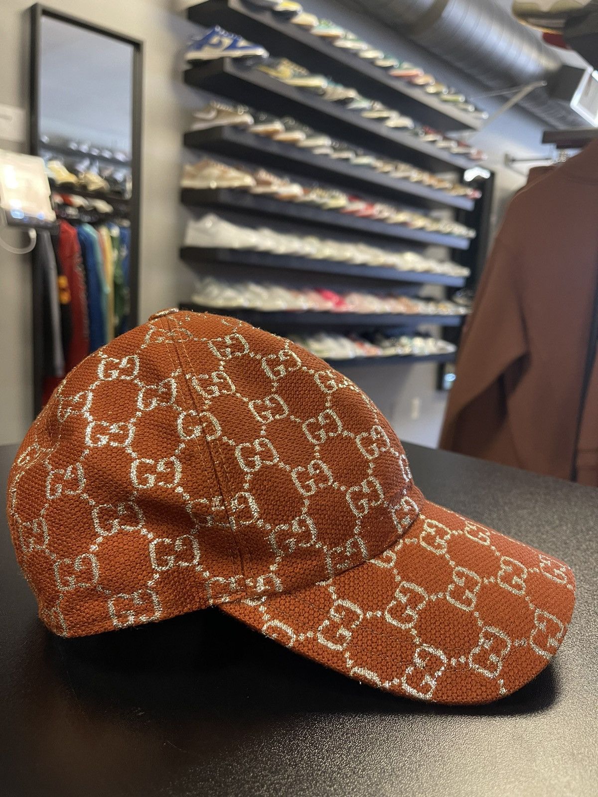 Gucci Gucci GG Monogram Lame Baseball Hat Rust/Silver Very Clean Size ONE SIZE - 3 Thumbnail