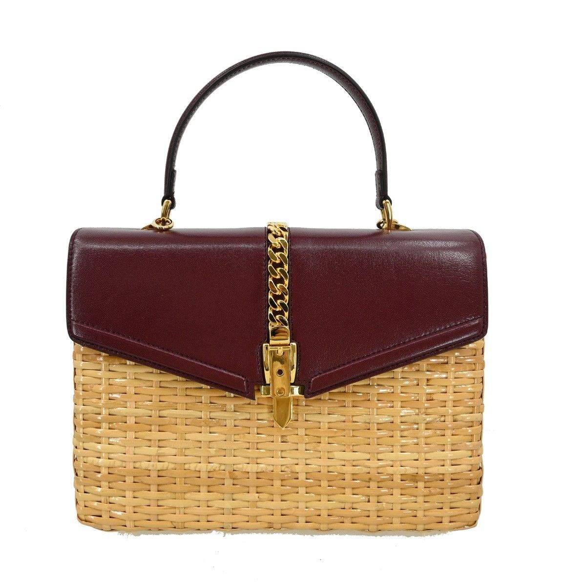 Gucci Gucci Sylvie 1969 Top Handle Bag Leather and Wicker Size ONE SIZE - 1 Thumbnail