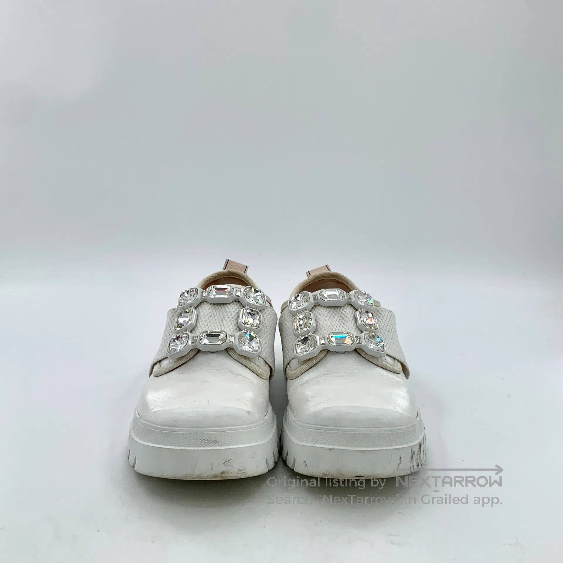Roger Vivier Roger Vivier White buckle diamond-studded casual low-heele Size US 5.5 / IT 35.5 - 3 Thumbnail